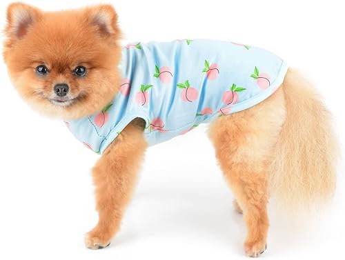 Miniatura 2 de SMALLLEE_LUCKY_STORE Camiseta con estampado de durazno para mascotas, camiseta para cachorros con anillo en D para perros pequeños y medianos,