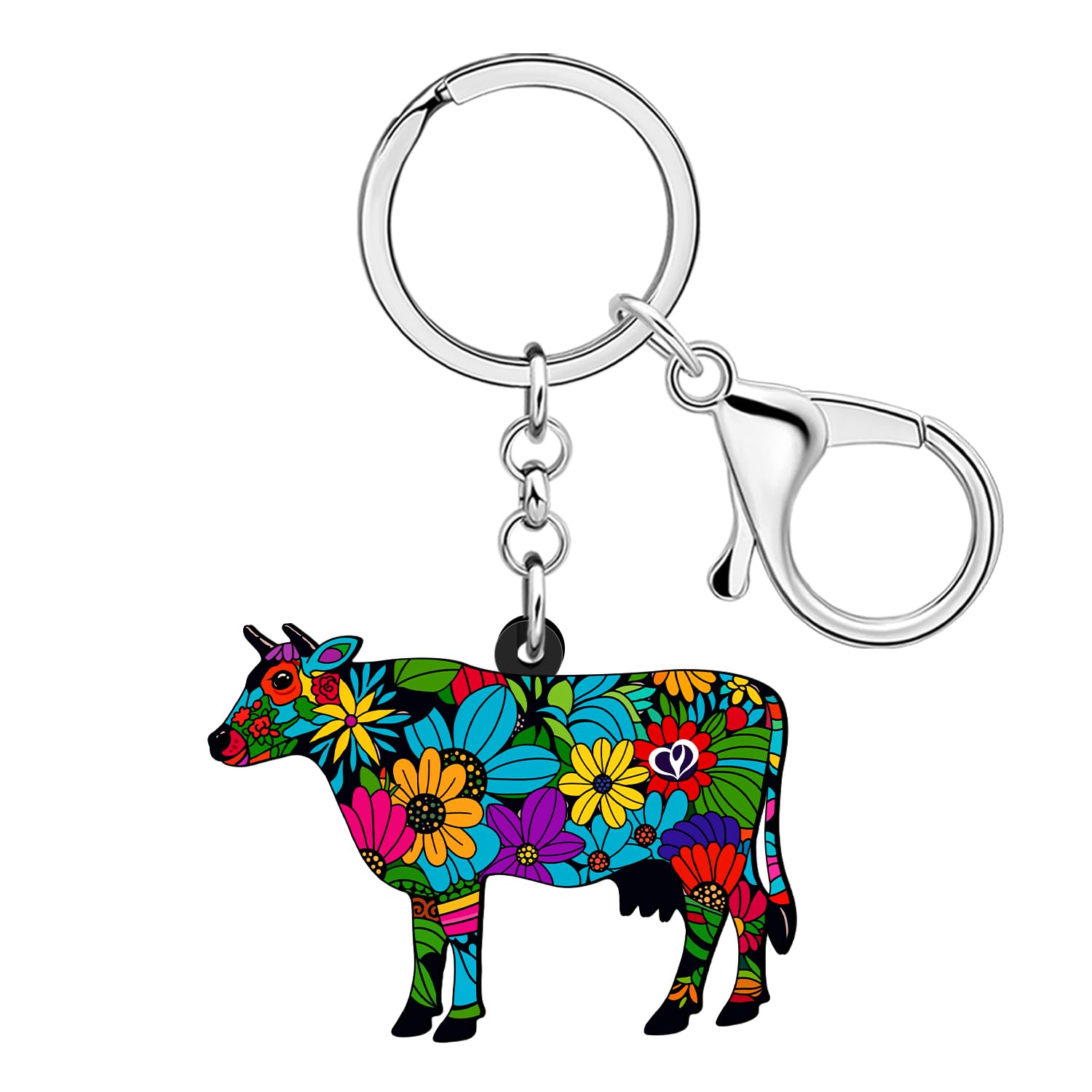 WEVENI Acrylic Cow Keychain Cattle Keyring Cute Stuff Cow Accessories Farm Cows Gifts for Women Cowgirl Cowboy Purse Charms
