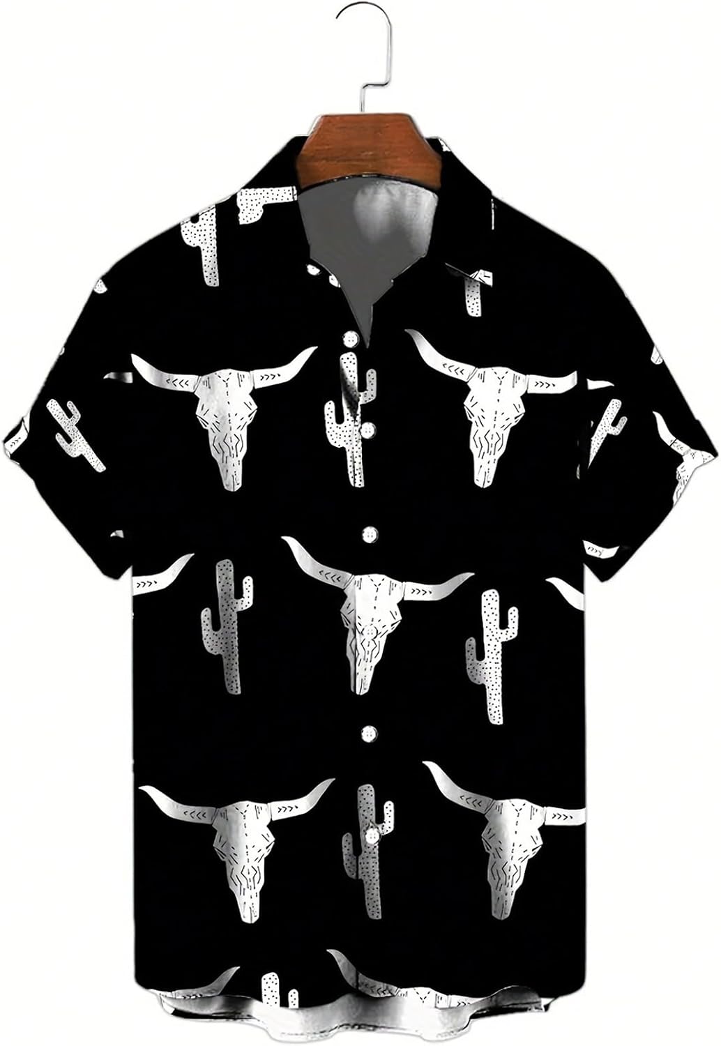 WDIRARA Men's Cow Print Button Front Summer Casual Shirts Colorblock Short Sleeve Collared Neck Shirts - Image 5