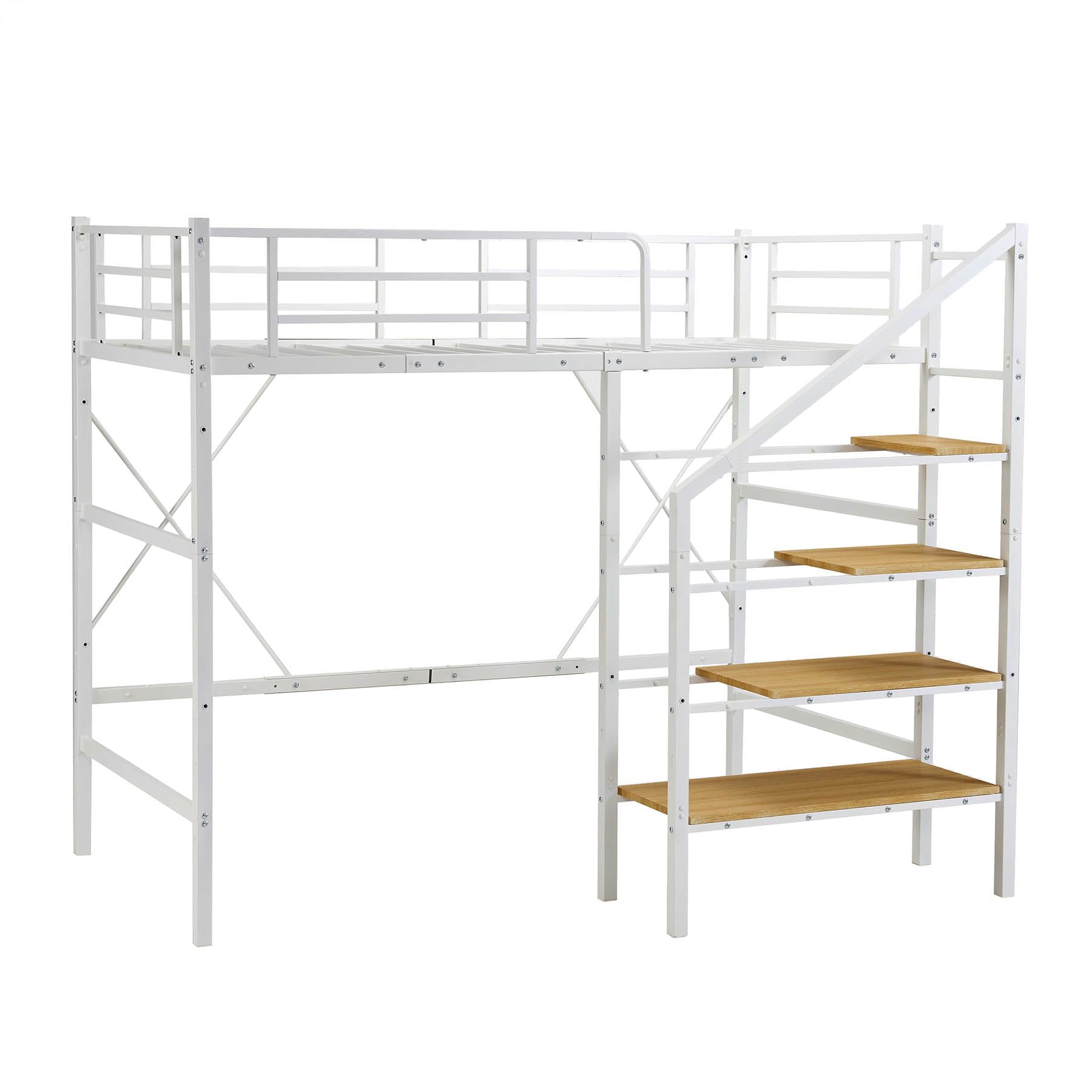 Amazon|ロフトベッド 階段付き シングル パイプベッド 収納棚付き Amazon|ロフトベッド 階段付き シングル パイプベッド 収納棚付き