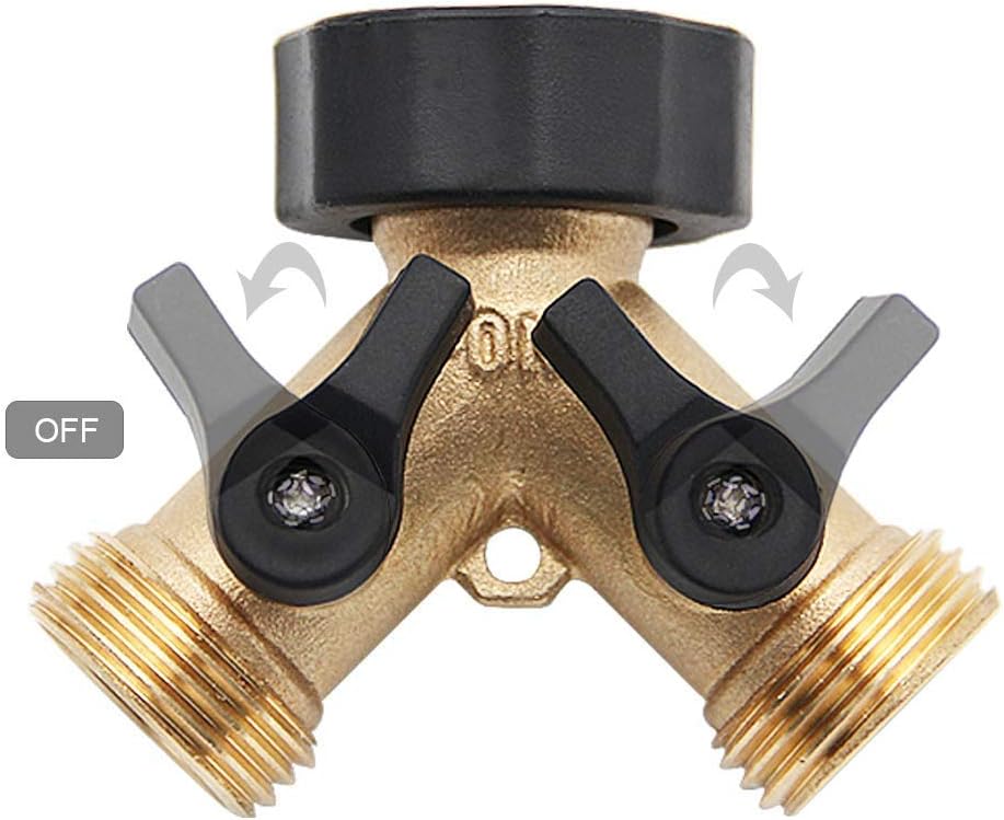 Twinkle Star Heavy Duty Brass Shut Off Valve | Heavy-Duty Brass Garden Hose Splitter 2 Way