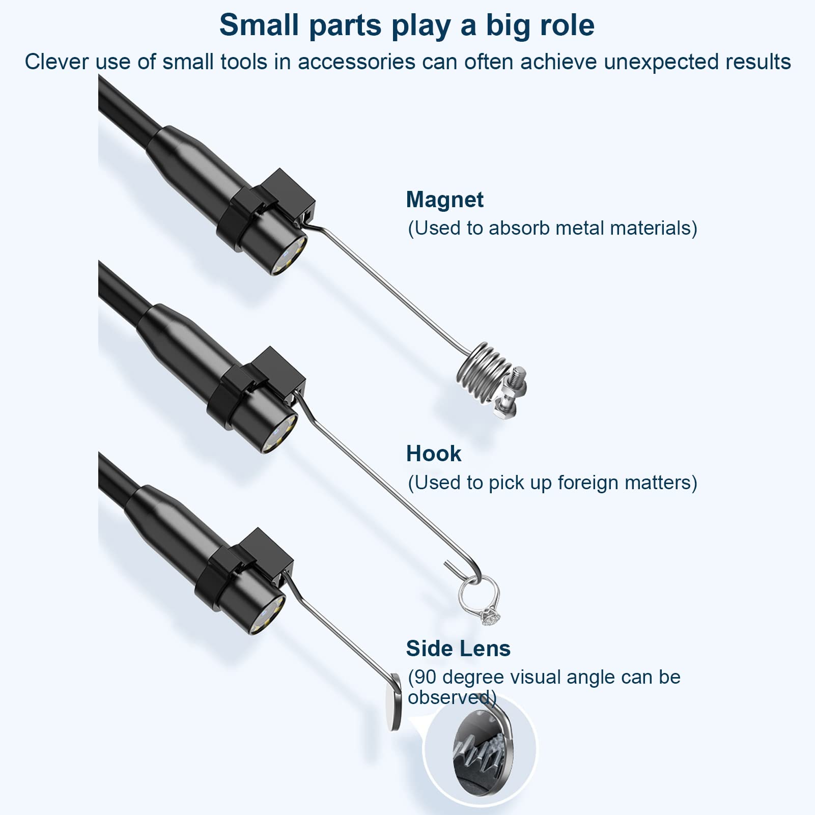 Deosdum Industrial Endoscope 1080P 178 Degree View 8mm Lens IP67 Pipe Inspection Camera with 4.3 Inch IPS Screen LED Light