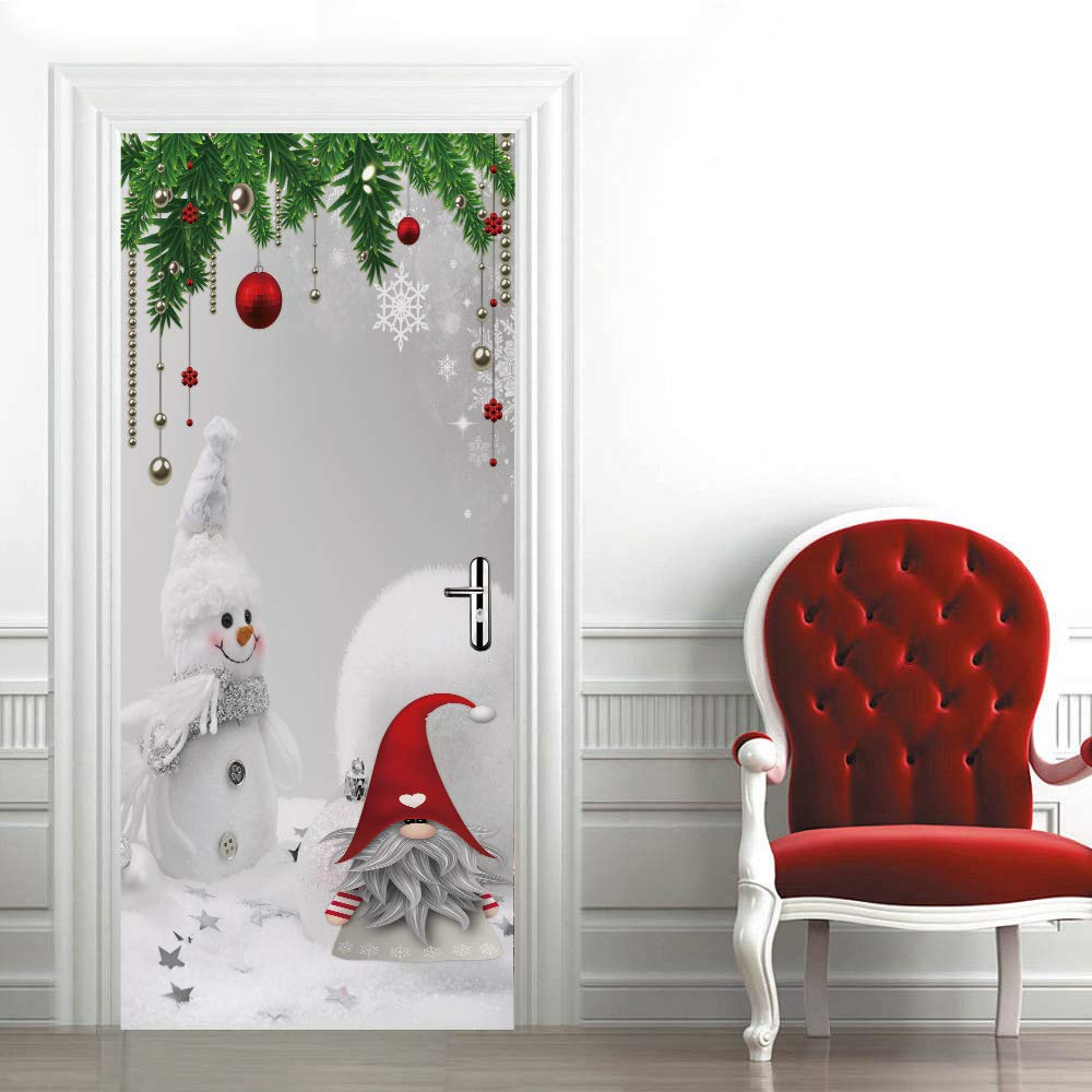 Un sticker porte trompe l'oeil 3D bonhomme de neige pour illuminer un couloir sombre