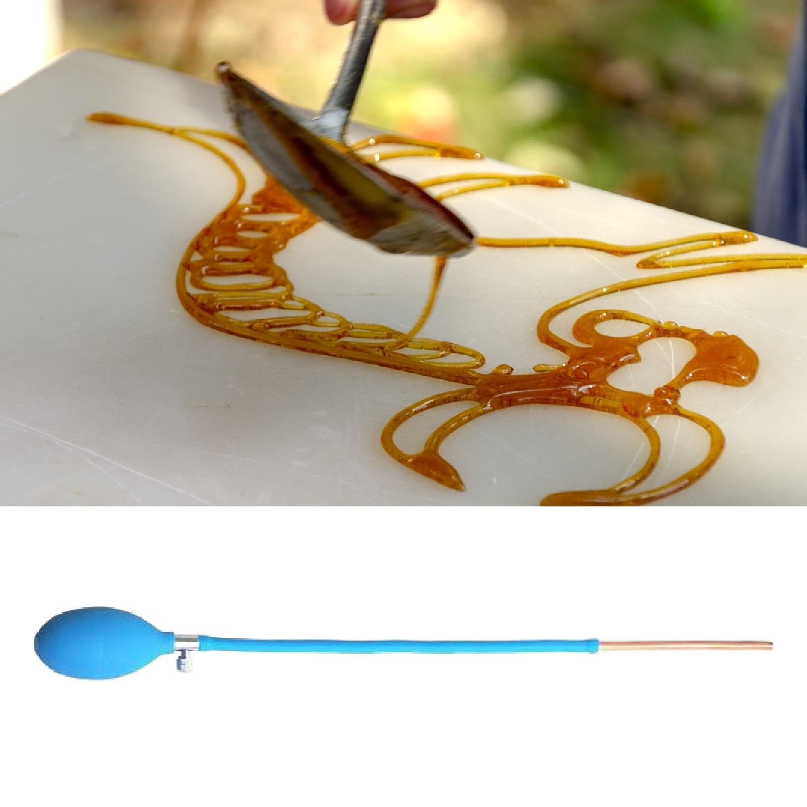 Pompe à Sucre Réutilisable En Isomalt avec Tube En Cuivre pour Création de Sucreries 3D, Blue 45x44cm