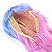 AGPTEK Image Long Full Curly Wavy Multi-Color Lolita Halloween Wigs for Women Cosplay Costume Party with Wig Cap Comb and Rubber Band - Light Blue/ Pink