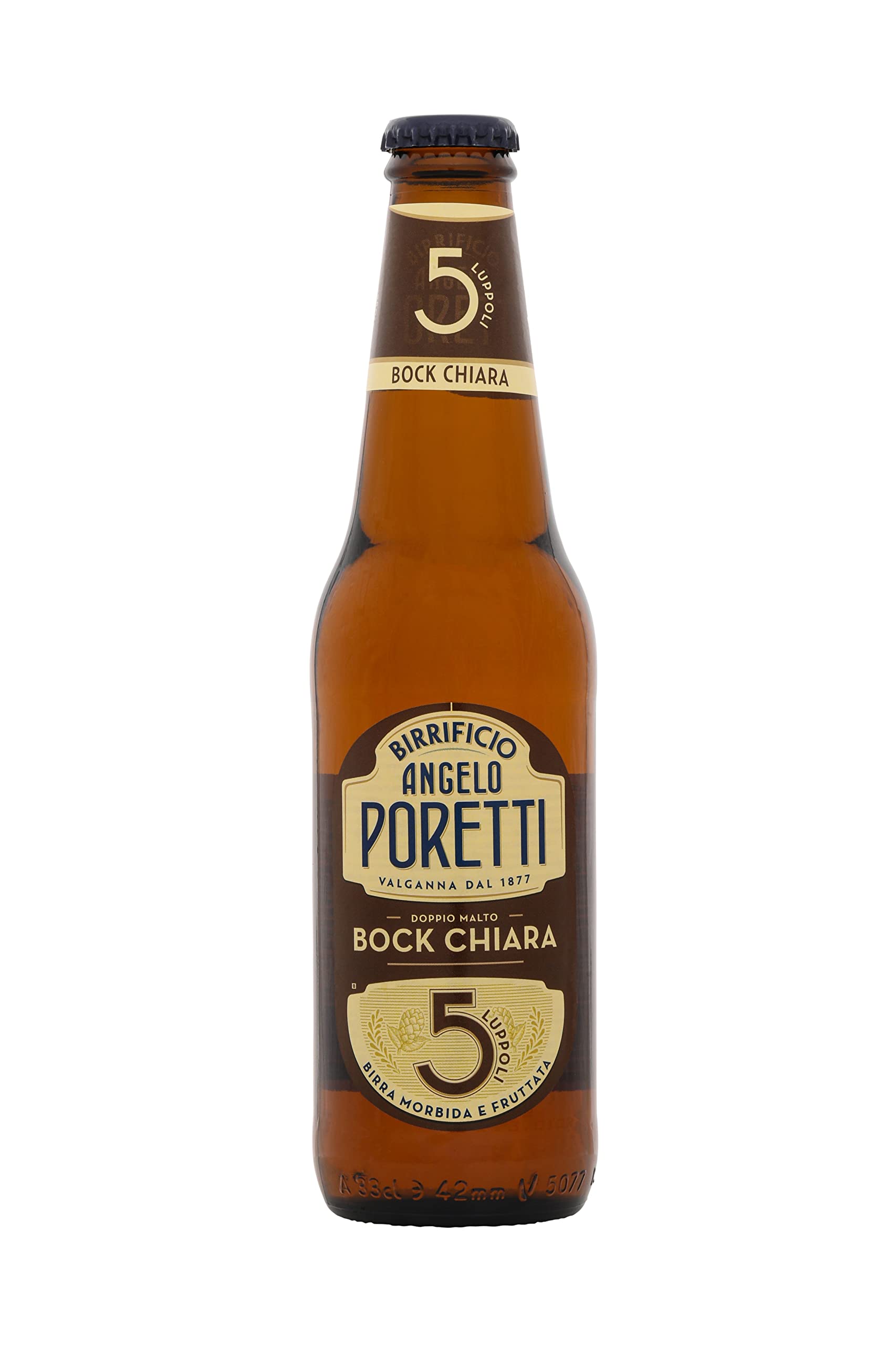 PORETTI 5 saltos de cerveza cl33x24pz contenido de alcohol de 6,5% bebidas alcohólicas