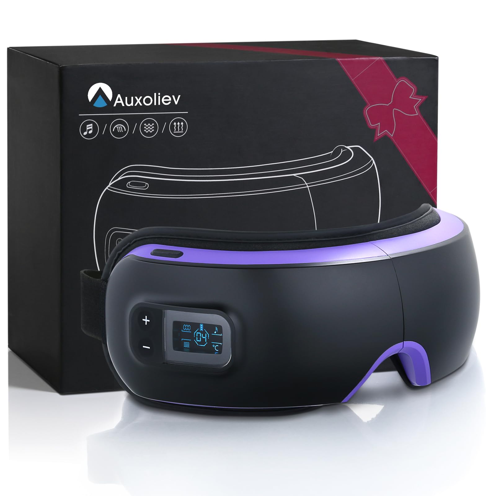 Auxoliev Masajeador de ojos ，Masajeador de Ojos Recargable para Ojeras Ojos Secos Bolsas de los Ojos y Mejorar el Sueño，masajeador contorno de ojos,Regalo Ideal para Mujeres/Hombres
