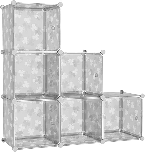 C&AHOME Organizador de almacenamiento en cubos con puertas, estantes de 6 cubos, estantería modular de plástico para bricolaje, estantería de