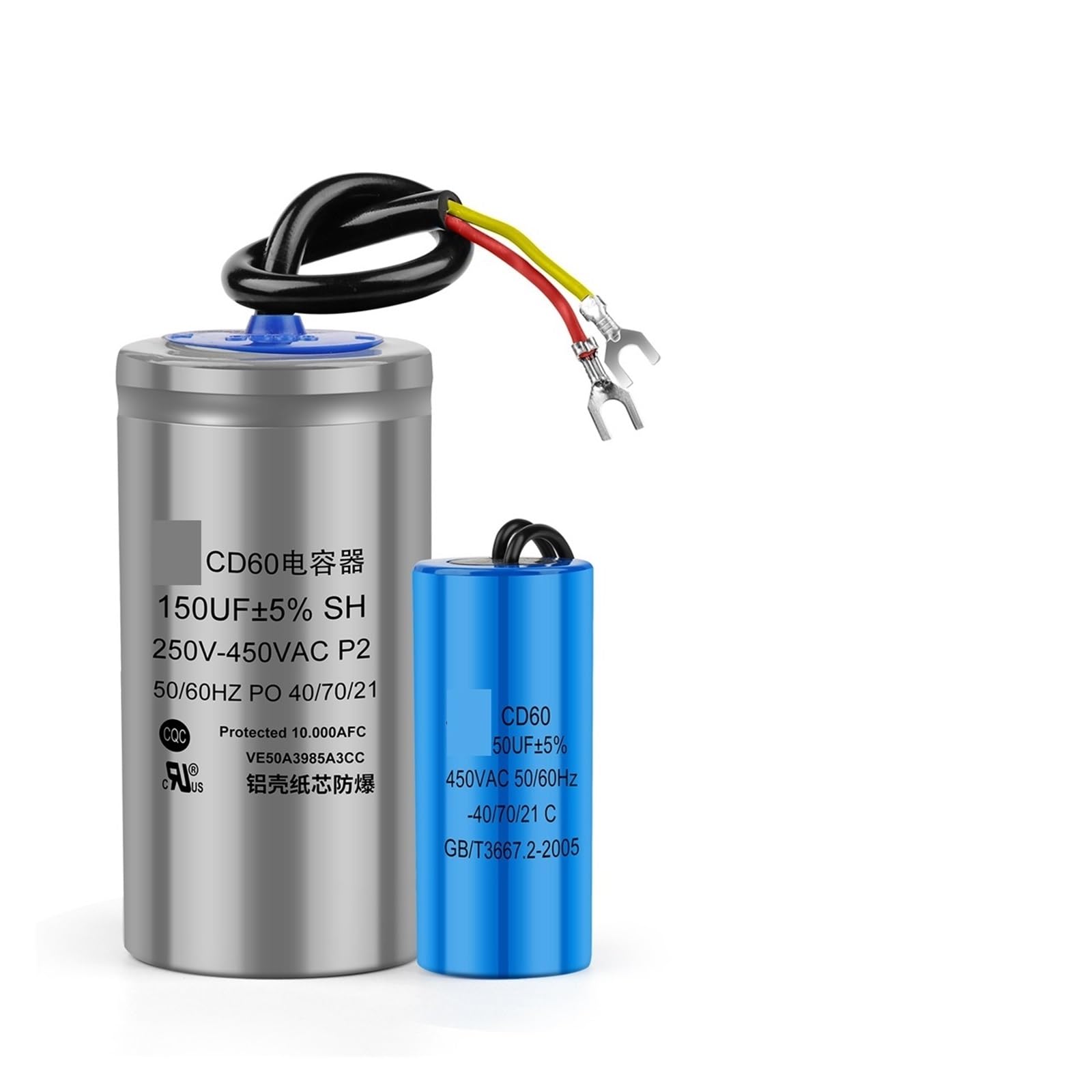 1 pz CD60 condensatore di funzionamento del motore 450 V 50/75/100/150/200/250/300/350/400UF condensatore di avviamento del motore del condizionatore d'aria della pompa 'acqua(250UF Blue)