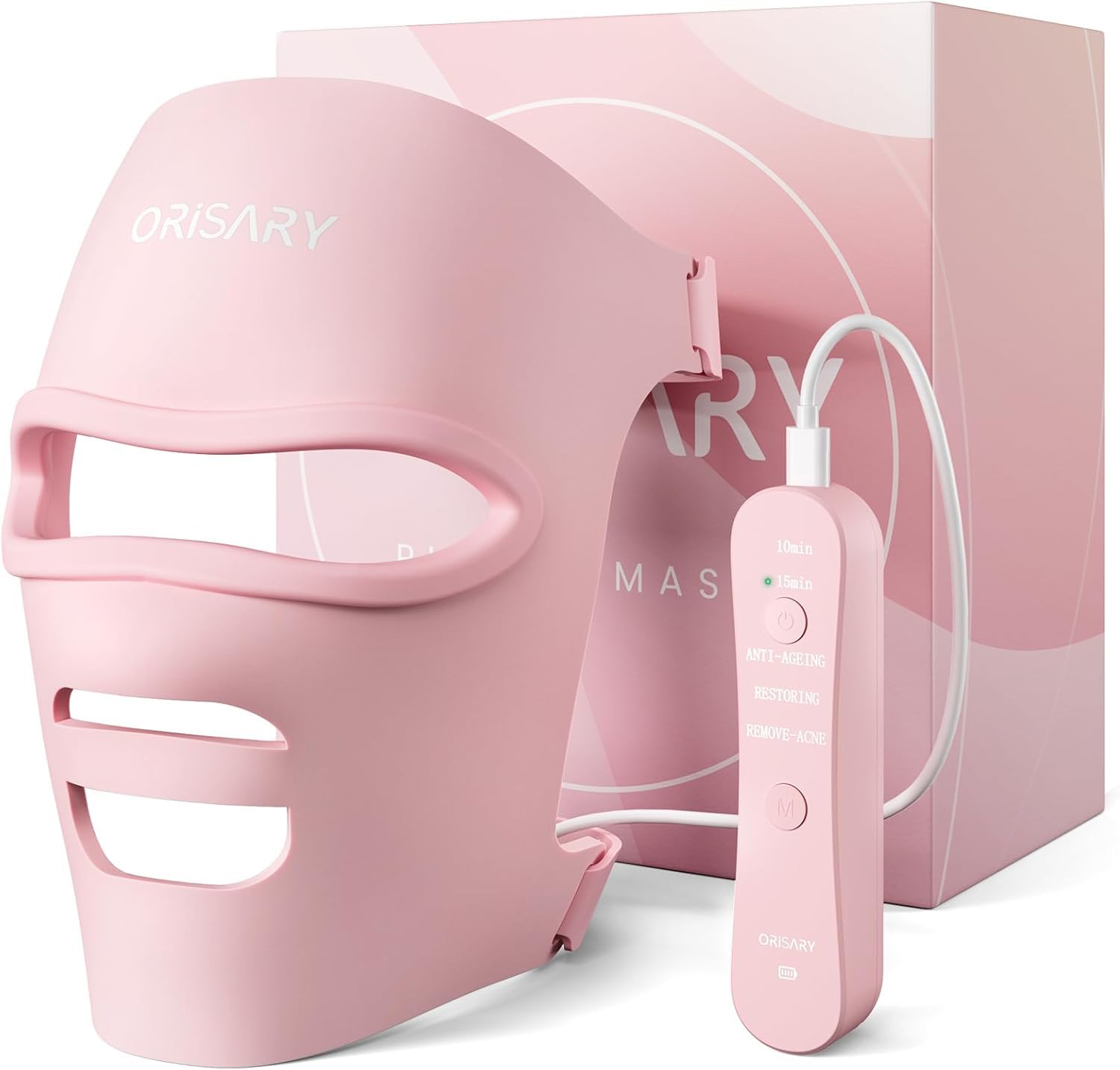LED-Maske 2000-mAh-Akku, Drahtlos 368 Chips Rotlichtlampe Gesicht für die Hautpflege, LED Gesichtsmaske mit 3 Modi & Timing, Red Light Mask für den Heimgebrauch