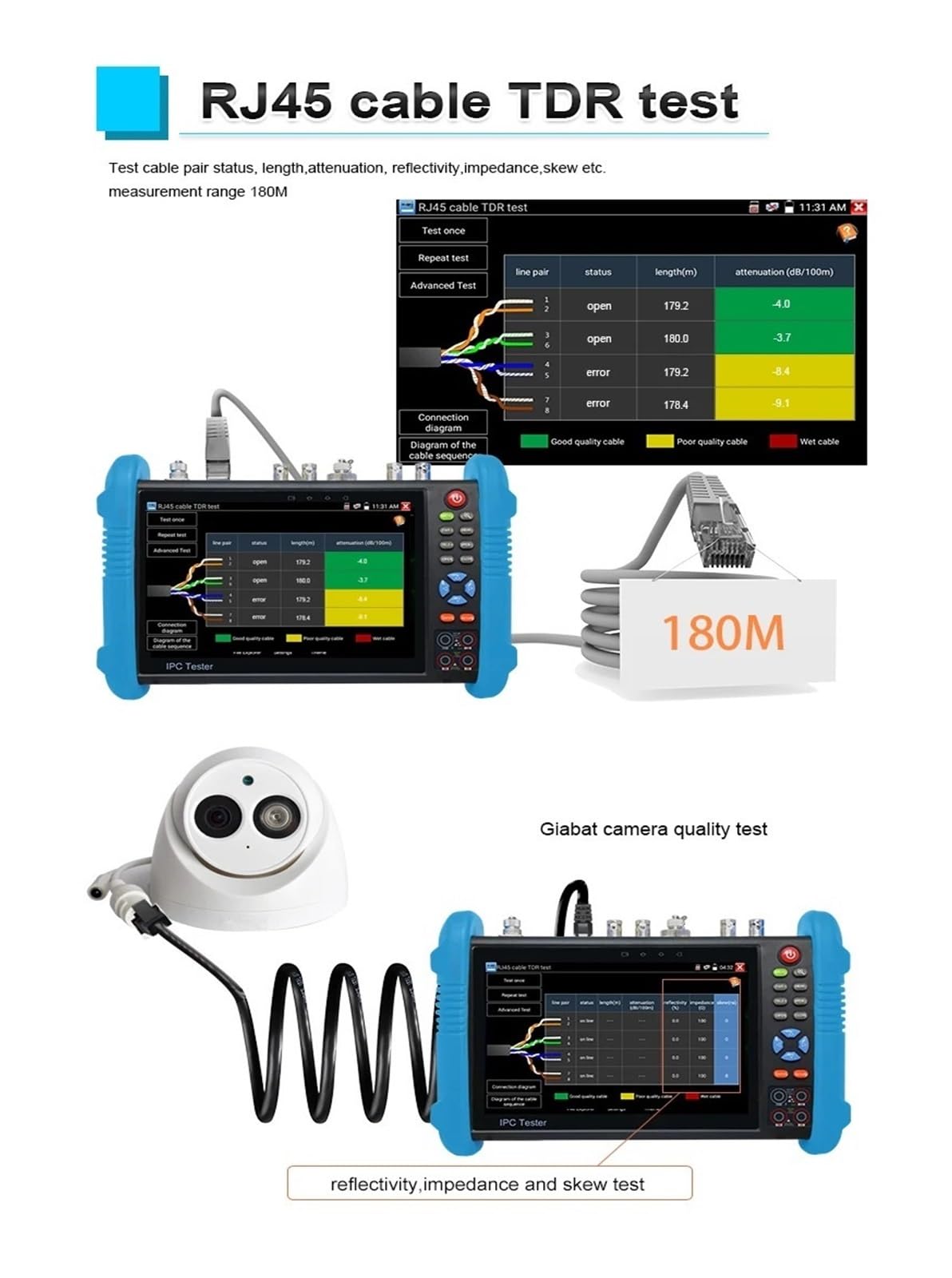 Monitor CCTV, Ipc 9800 movtadhs plus Poe Monitor Tester Tester for cables de red Cctv Test Monitor Rj45 Cftv Tester Monitor Camera IP Tester(9800 Pro)