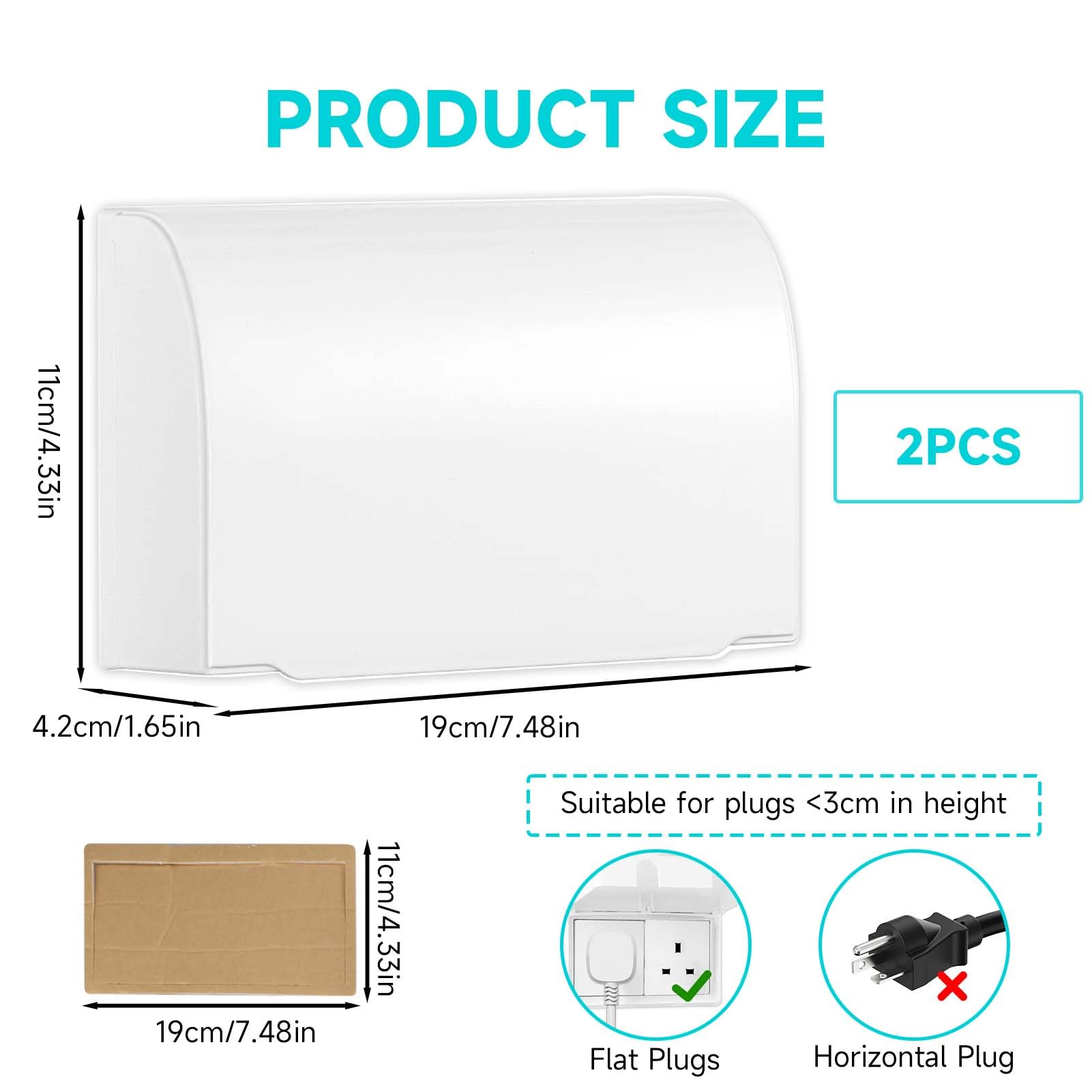 2 Pcs Socket Protector Cover Double Socket Cover Waterproof Socket Cover Box Plug Socket Covers UK Electrical Outlet Protector Safety Durable Suitable for Home Kitchen School Nurseries White - Image 2