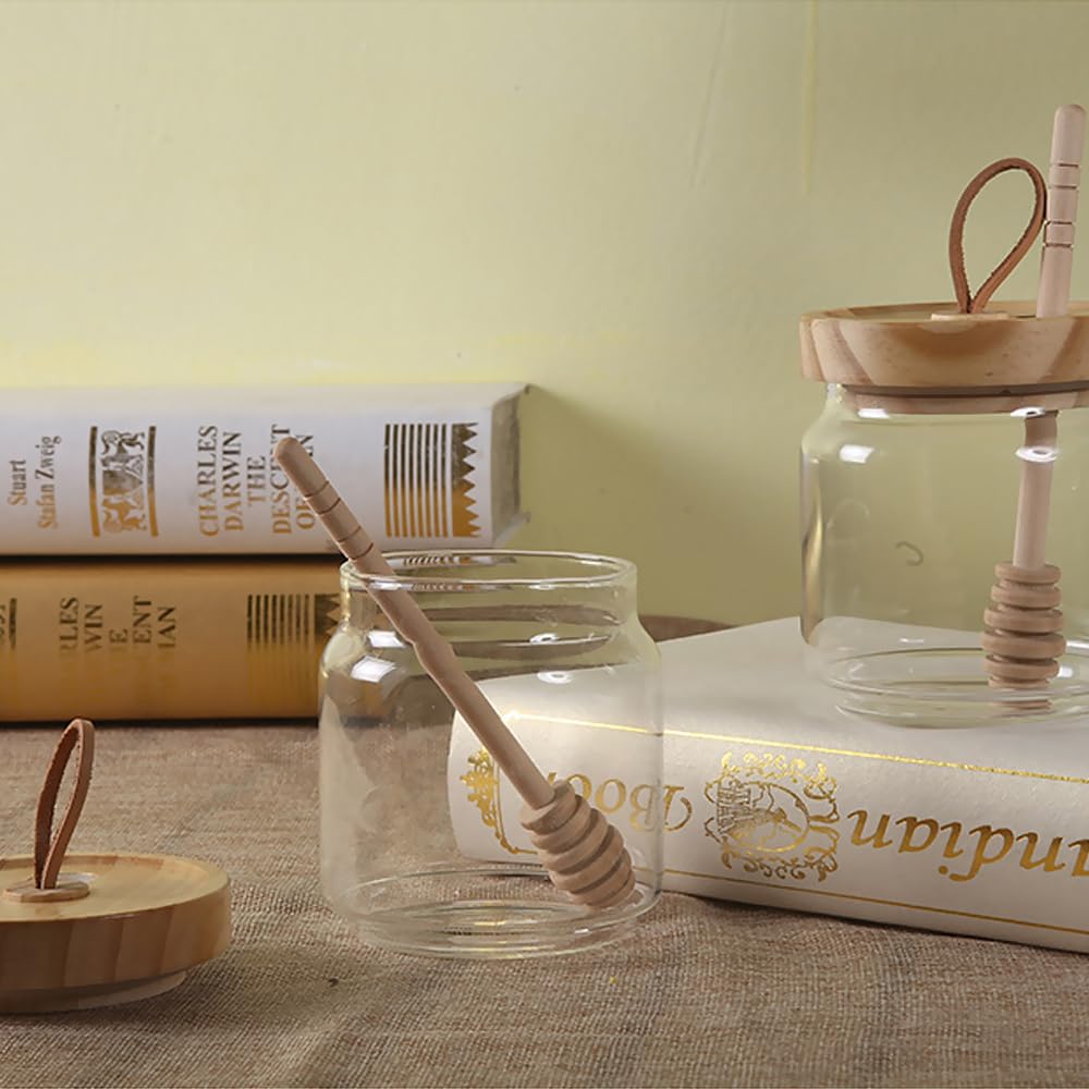 Vasetto Portamiele In Vetro Con Coperchio In Legno - Dosatore Pratico, Design Elegante - Foto 7