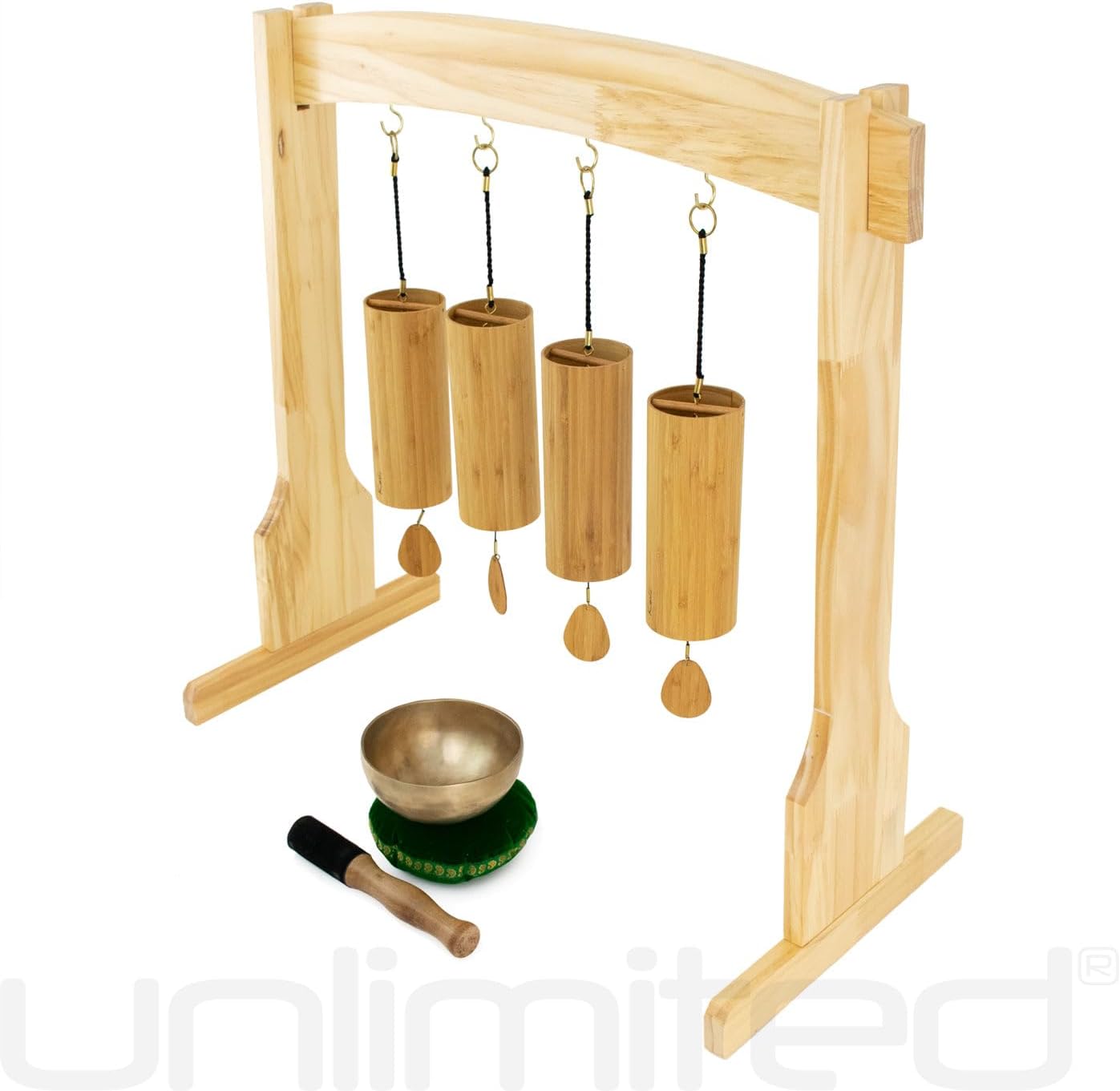 Earth and Spirit Sound Healing Set Includes 4 Koshi Chimes, Chime Stand, Singing Bowl, Pillow, & Striker/Perfect for Sound Therapy, Sound Healing, & Meditation