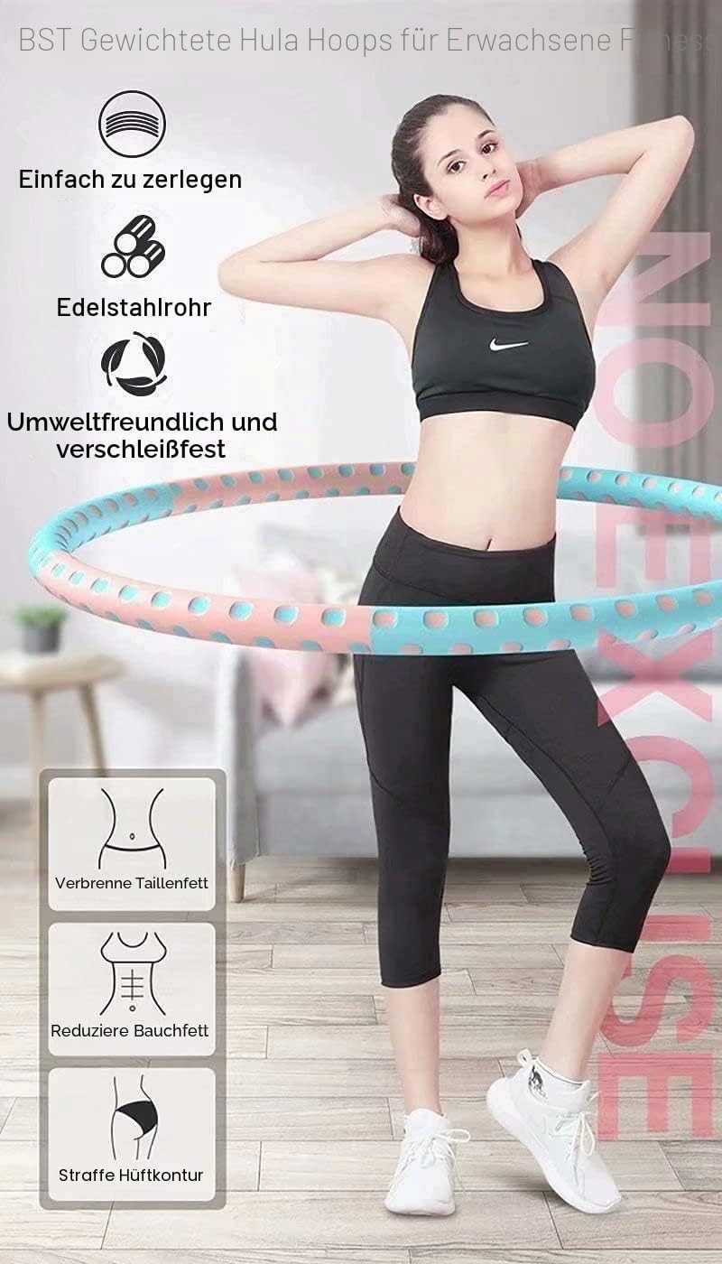 Hula Hoop Reifen Erwachsene, 1-5kg Gewichteter Hula Hoop Reifen Rostfreier Stahl Fitness Hoola Hoop Reifen 6 Segmente Abnehmbarer Geeignet Für Fitness/Bauchformung