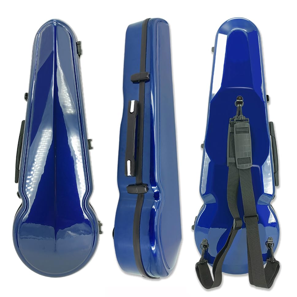 Vetimobato Estojo ajustável para viola de 40,6 cm, capas de viola de fibra de carbono de 38 a 42 cm, caixa de viola rígida de 39,4 cm, 2 peças, suporte de laço, 2 alças traseiras, mochila de viola