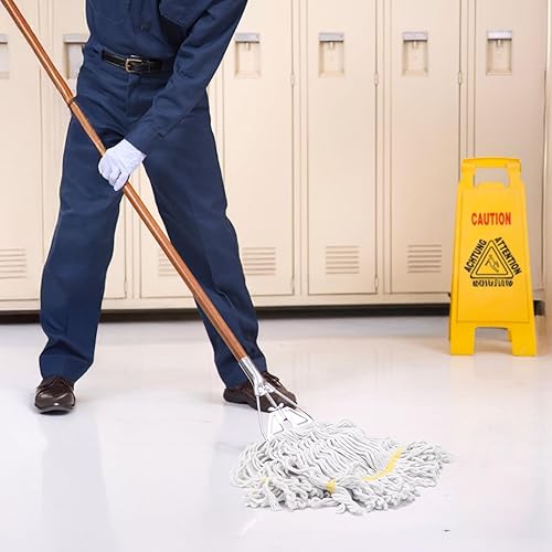 Miniatura 2 de KeFanta Paquete de 3 repuestos de cabezal de trapeador comercial resistente, de algodón industrial húmedo, para limpieza de suelos, color amarillo