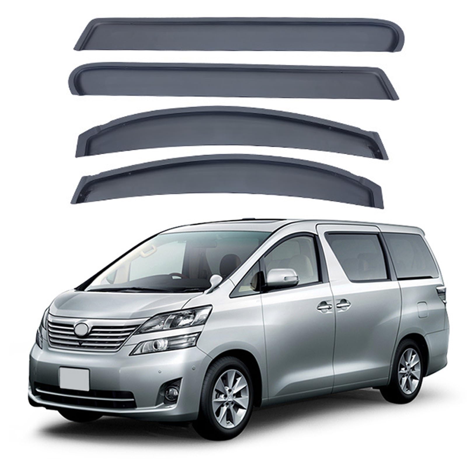 ZXBL Car Wind Deflectors for Toyota Vellfire MK2-AH20 2009-2014, Window Visor Sun Rain Guard Smoke Guards Weather Shied Covers Protector Accessories