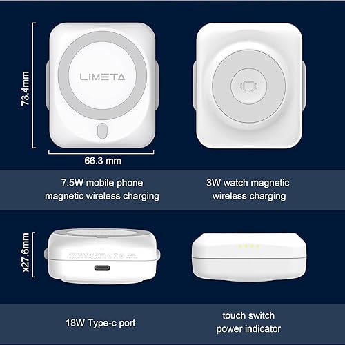 Miniatura 4 de Banco de energía inalámbrico 7000 mAh Powerbank inalámbrico 18 W PD carga rápida mini portátil magnético batería externa banco de energía para