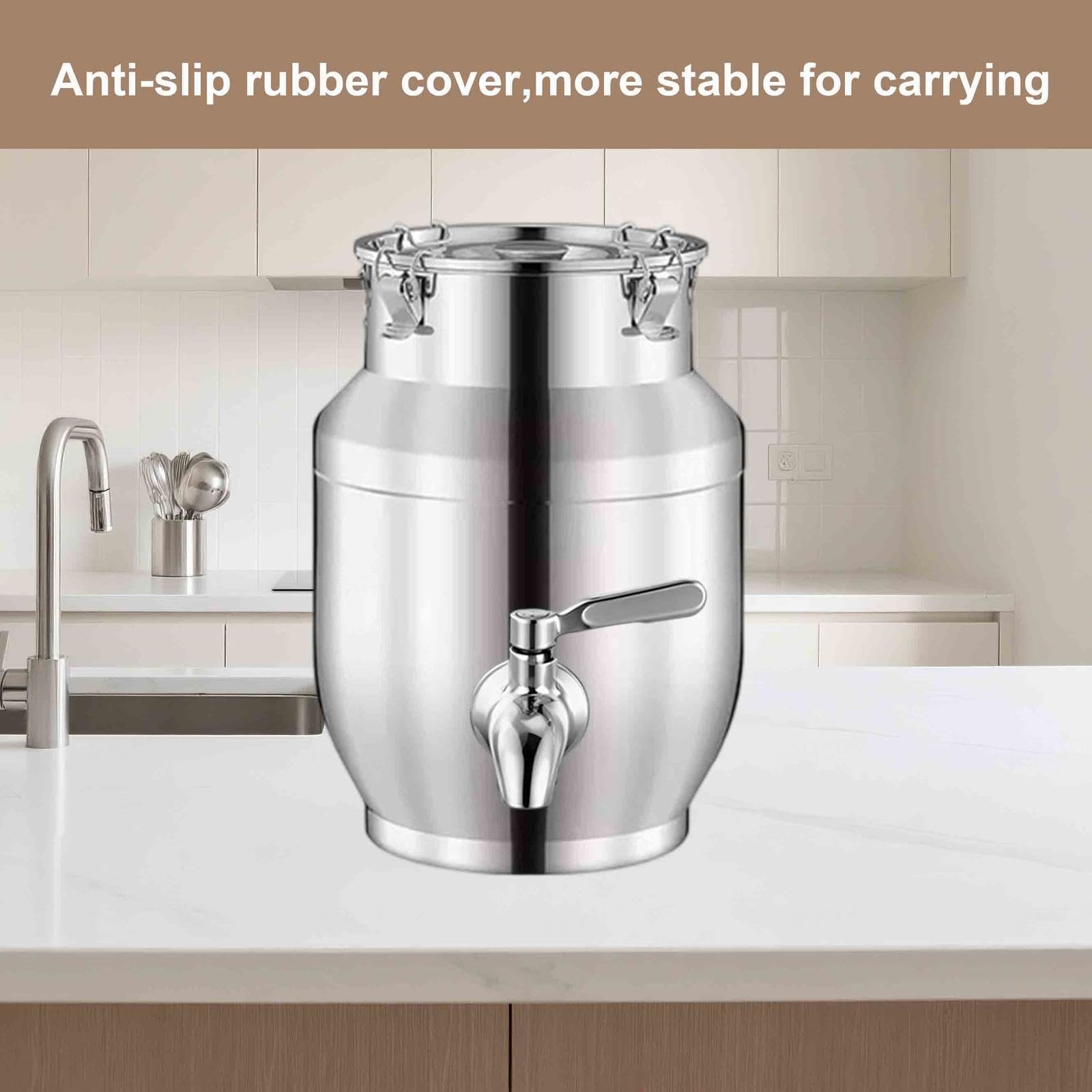 bidon INOX pour Huile d Olive 50l avec Robinet Pot a Lait INOX bidon De Transport De Lait Ferme Baratte,A-30liter