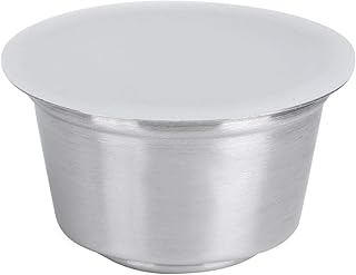 Ensemble de capsules de café réutilisables, ensemble de filtre de support de dosettes de café rechargeables en acier inoxydable avec couvercle en poudre pressée pour machine à café Dolce Gusto(blanc)