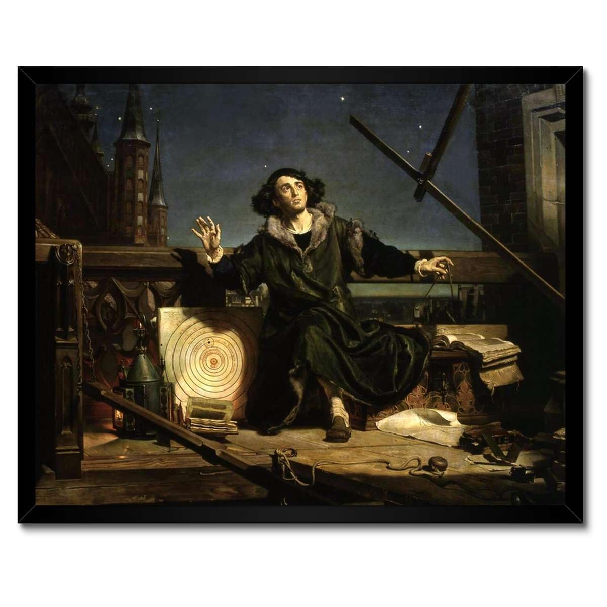 Astronome Copernic poster sous cadre blanc 50x40 cm