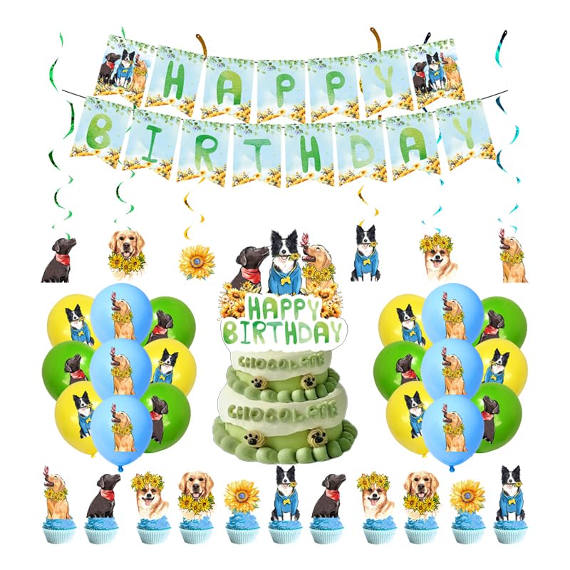 Party Supplies Pet Decorations Dog Balloons Birthday Pet Dog Balloons Dog Cake Topper Pet Dog Happy Birthday Banner Dog Spiral Ornaments Pet Dog Party Supplies