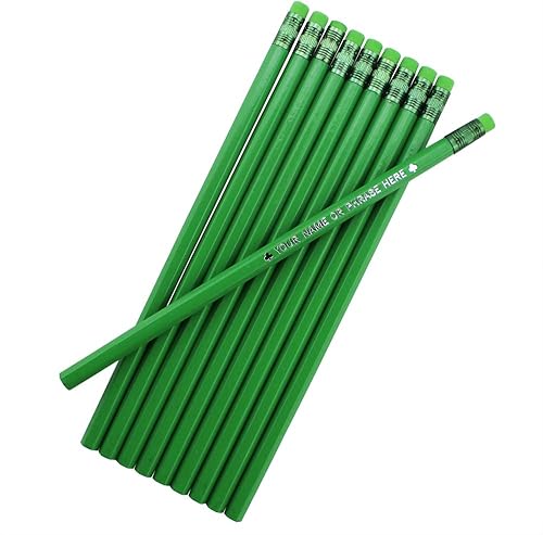 EZPENCILS & REGALOS personalizados con corazón, club, diamante, pala yo estrella, lápices hexagonales, cuerpo de color verde claro, plomo negro 2HB