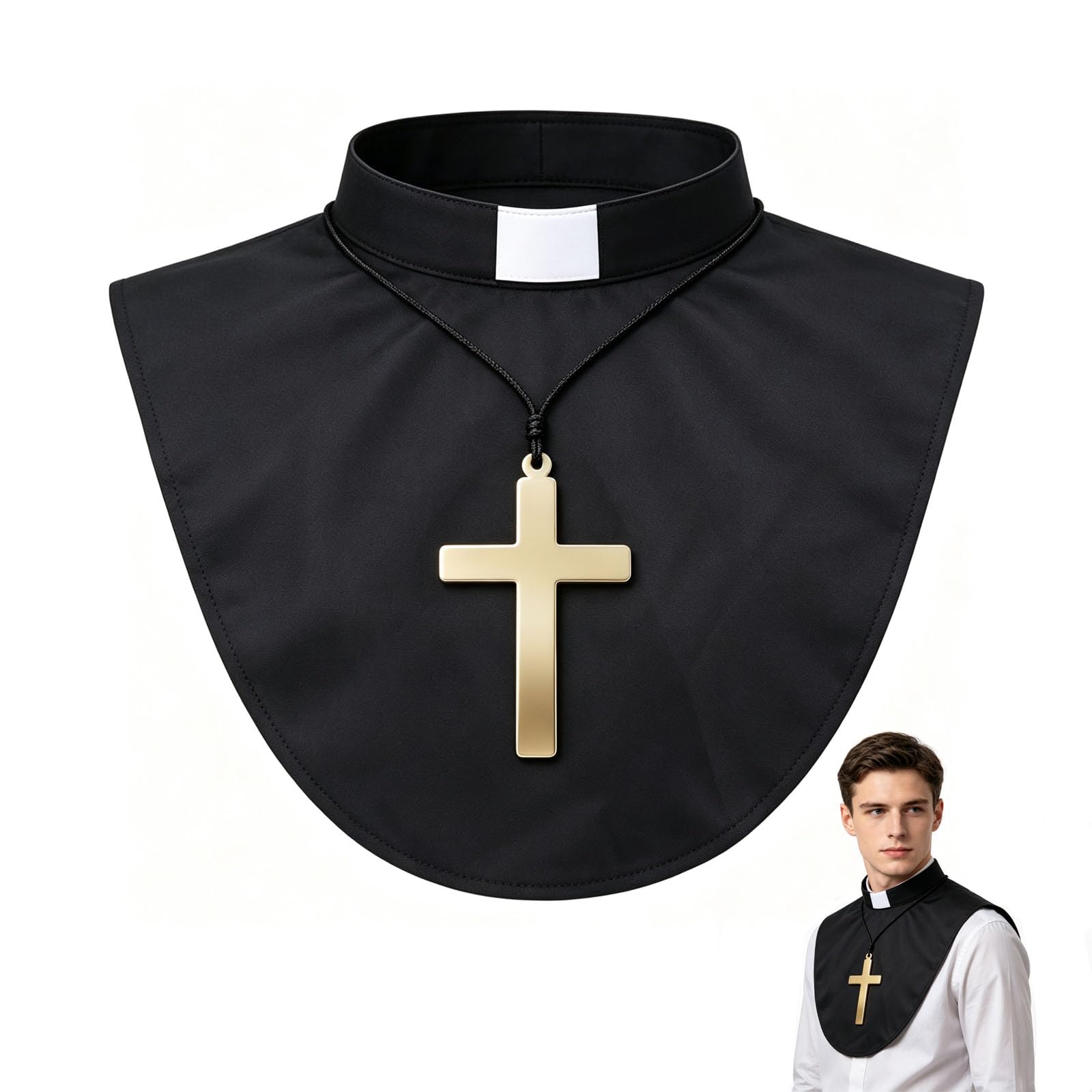 BOFYTR 2-Piece Priest Costume Collar and Cross Accessory Set