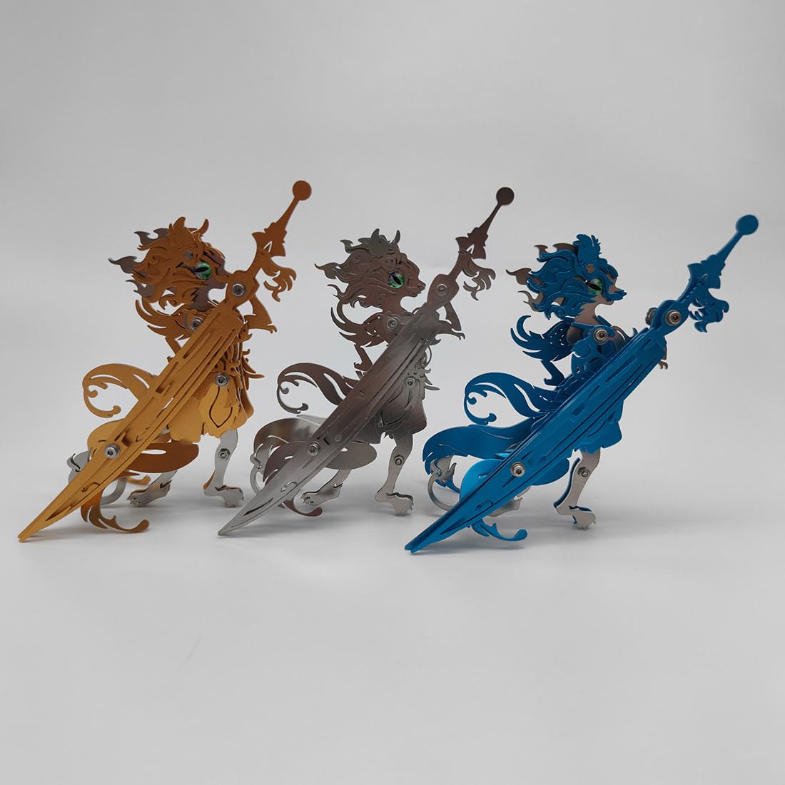 Set di puzzle in metallo 3D, 76 pezzi, modello gatto in metallo, taglio laser 3D, modello Steampunk, per adulti da collezione con attrezzi (argento)