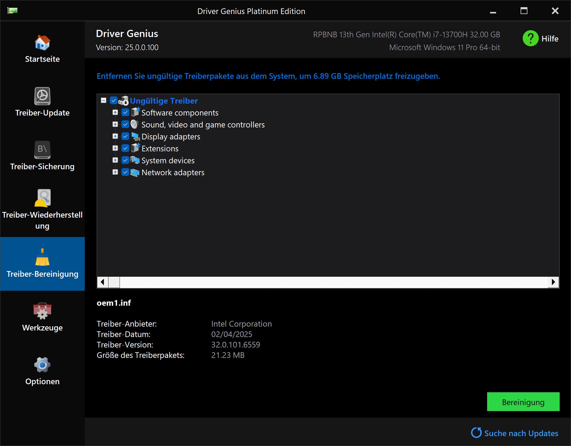Driver Genius 25 Platinum (aktuelle Version) – Premium Treiber Updater Software - System-Optimierung & Hardware-Diagnose - Windows 11/10 - Vollversion - 3 PC / 1 Jahr - DEUTSCH (ProduktKeyCard) - PKC