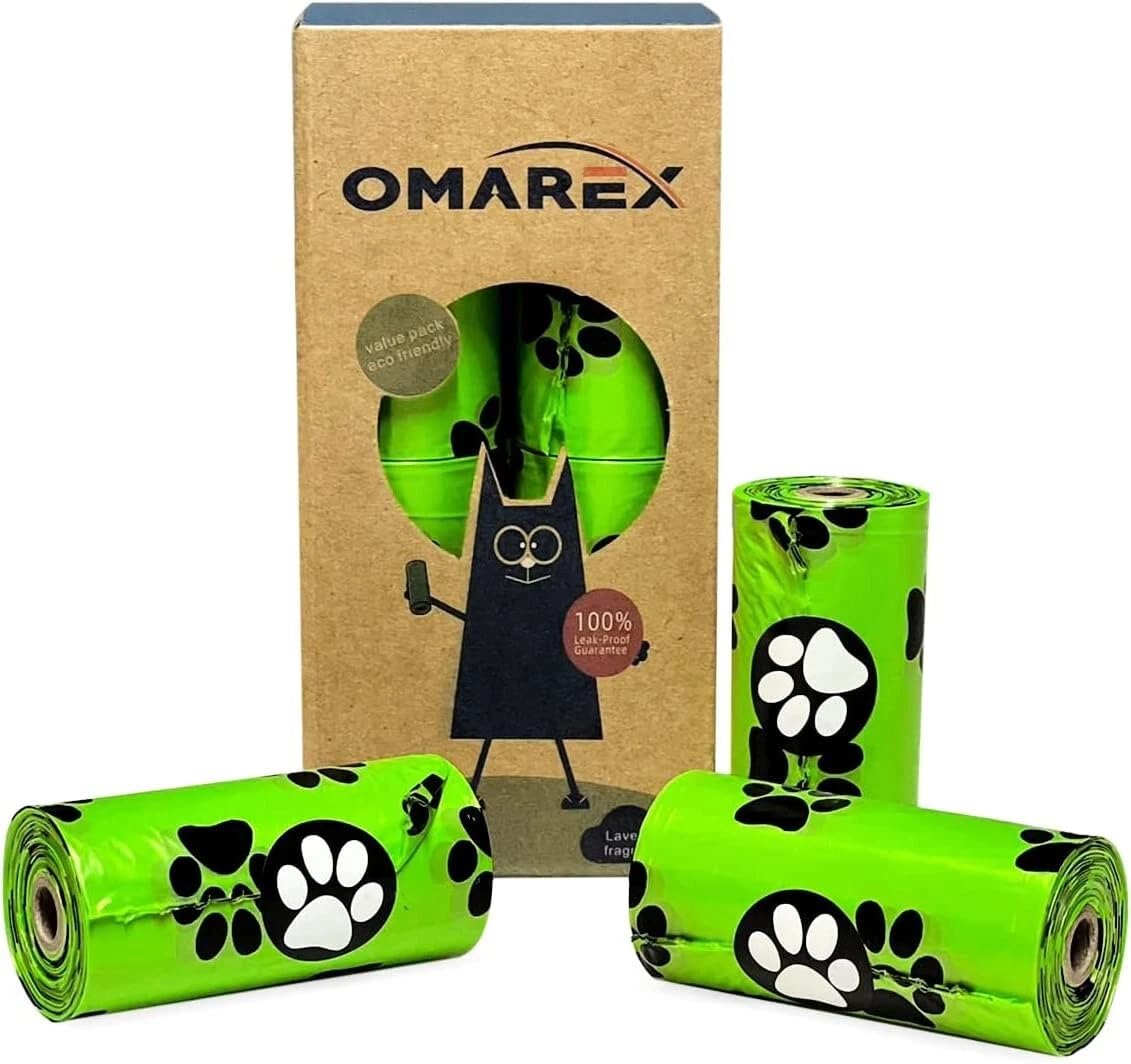 120 x Dog Poo Bags Biodegradable OMAREX Extra Thick Pet Waste Bags. 8 Rolls 120 Count. Large Size Eco-friendly 22cm X 31cm Poo Bags Leak Proof-image-41