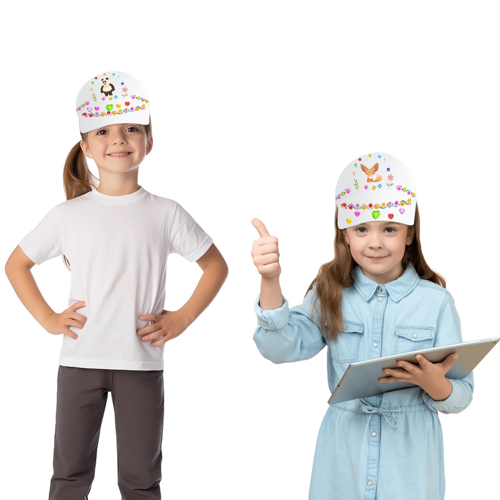 Hpbaggy 6 Piezas DIY Gorras de Béisbol Niño en Blanco, Gorra de Béisbol de Dibujo Creativo, Gorras Blancas Niños para Pintar Regalos de Cumpleaños para Niños
