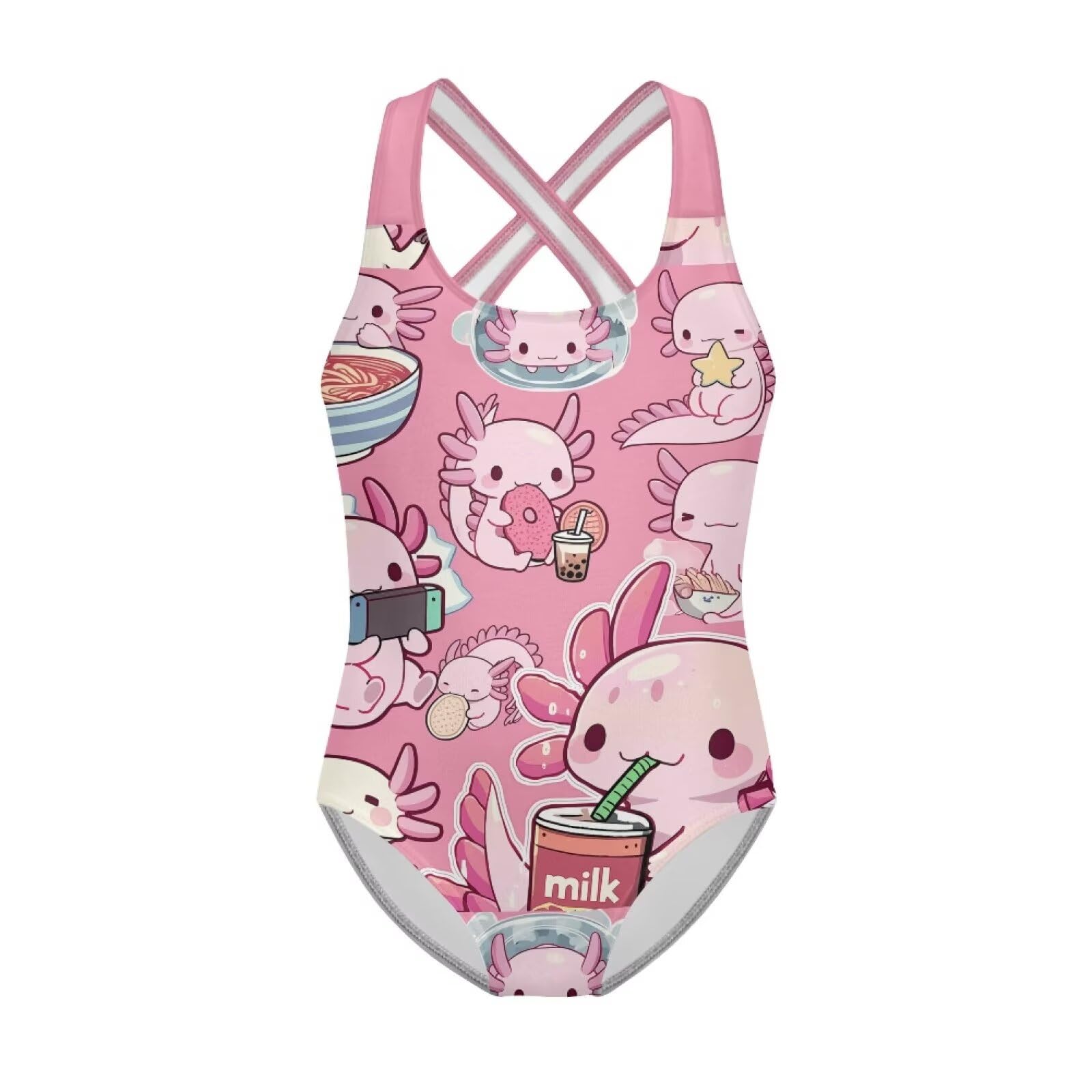 Girls Swimsuit Criss Cross Back 1-Piece Summer Beach Swiwmear