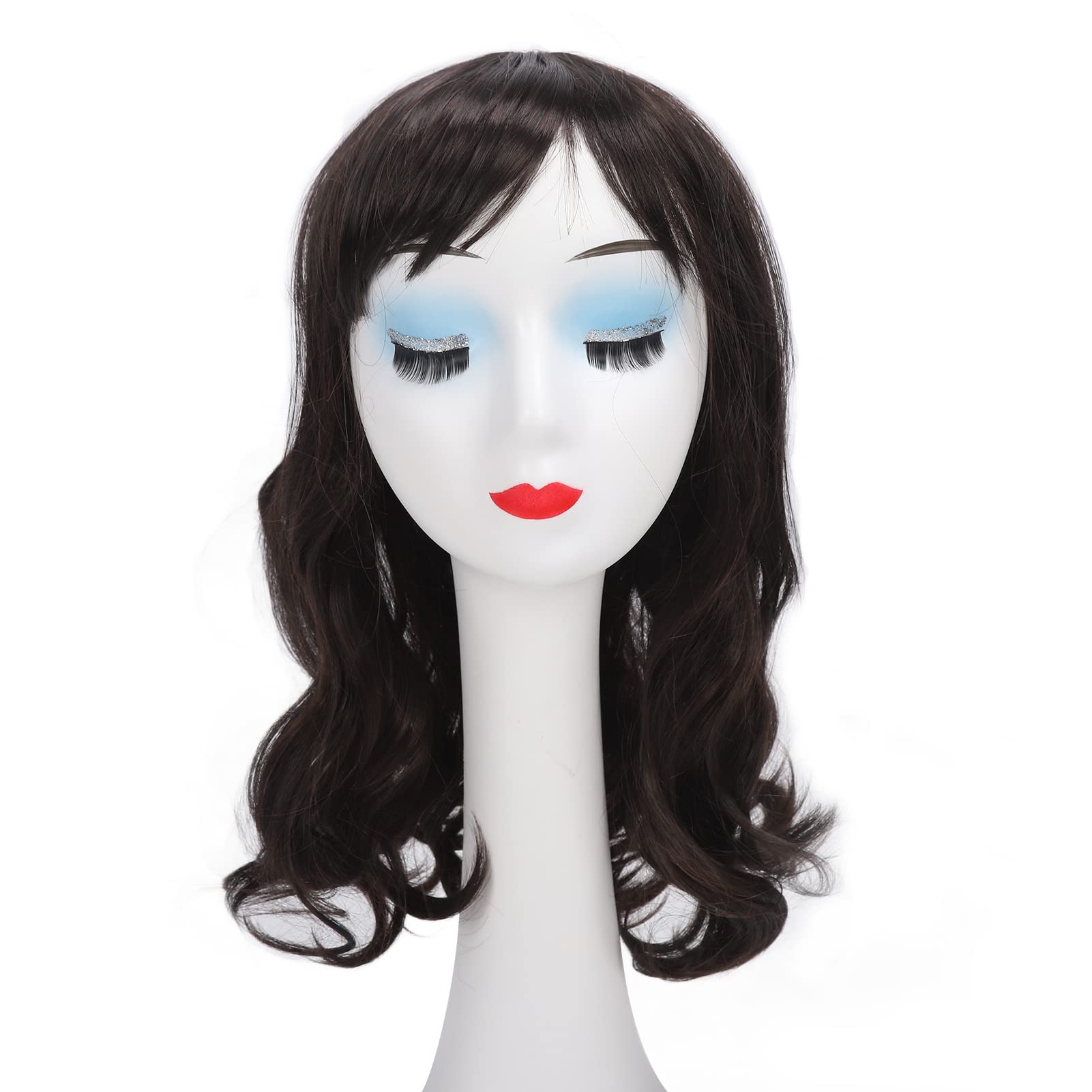 Kids Mixed Brown Wig Gilrs Long Brown Middle Part Wig Child Long Chocolate Brown Wavy Curly Wig Heat Resistant Synthetic Wig with Wig Cap