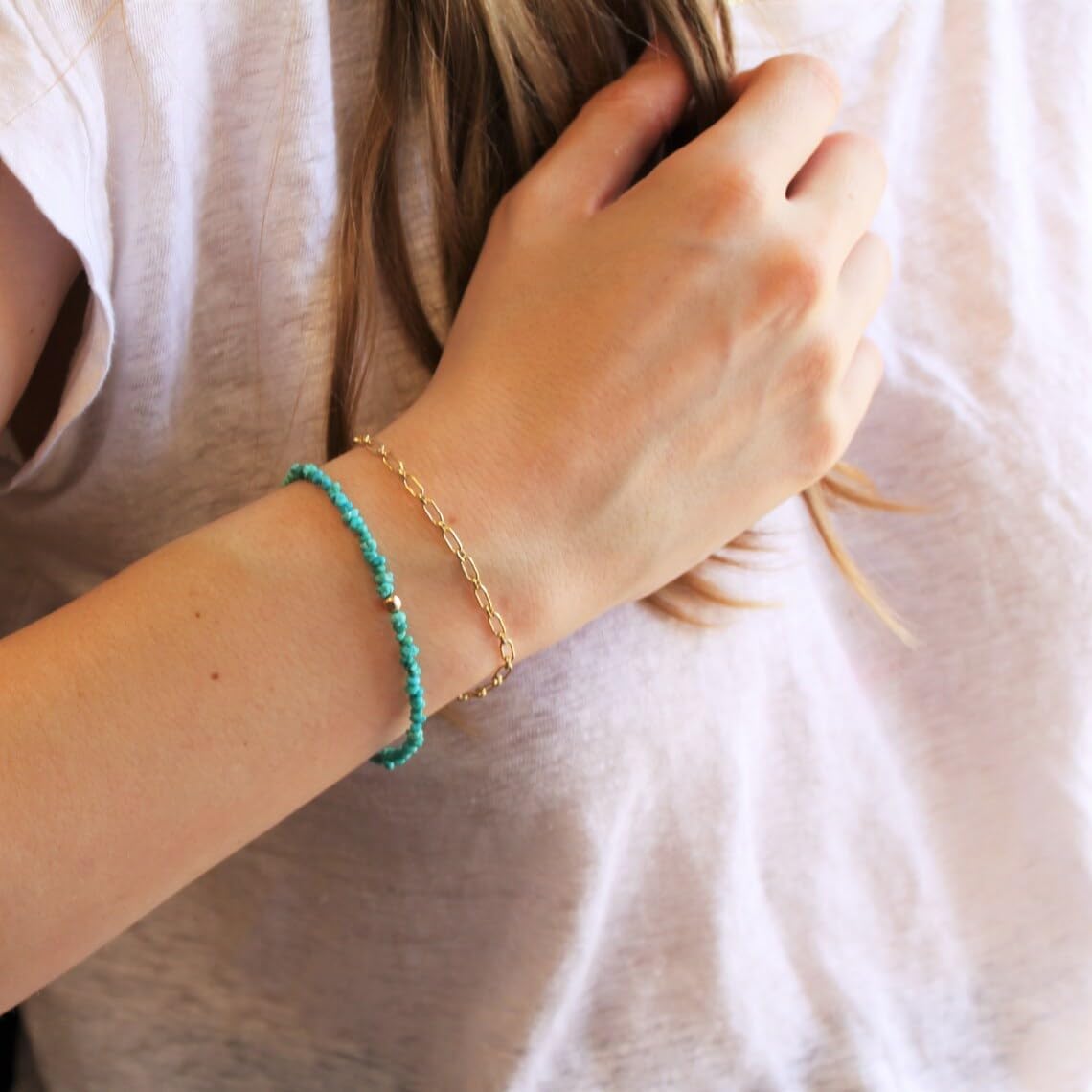 Beaded Stackable Stretch Turquoise Bracelet For Women,Bohemian Beads Bracelets,Handmade Fashion Jewelry Gifts - Image 3