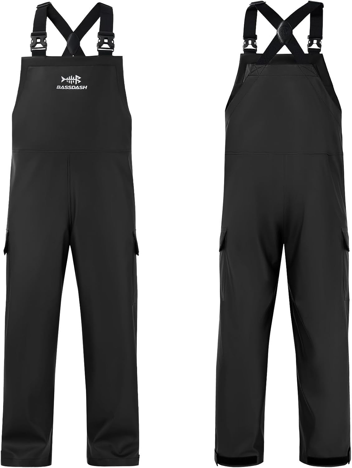 BASSDASH Men’s Waterproof Fishing Bibs Stain Resistant Rain Pants Adjustable Lightweight Pu-Coated Workwear Overalls - Image 2