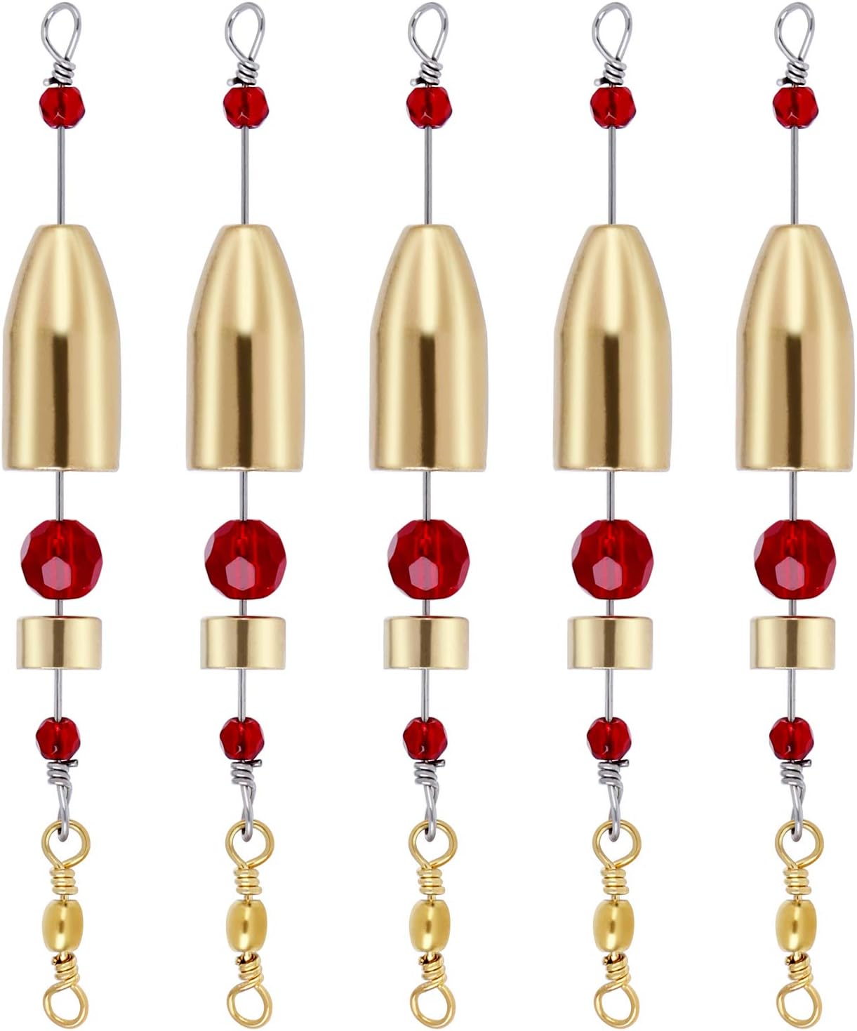 Sougayilang Fishing Sinkers Set with Brass Sinker Weights Jig Hooks Fishing Swivel Ring Connector Plastic Box for Freshwater Saltwater Bass Fishing