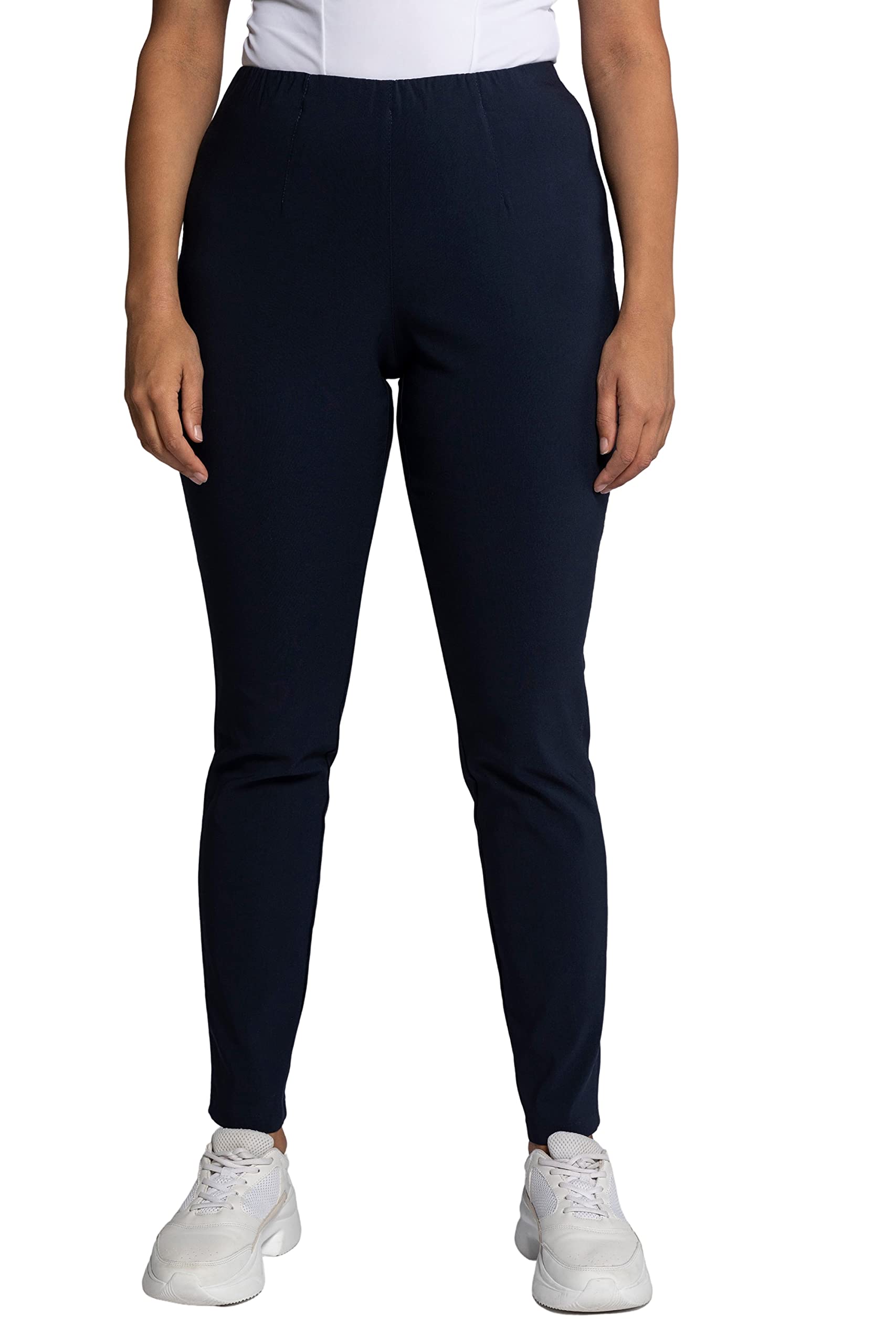 Ulla Popken Women's Plus Size Bengaline Slim Leg Pants Deep Dark Blue 22 725371 77-48