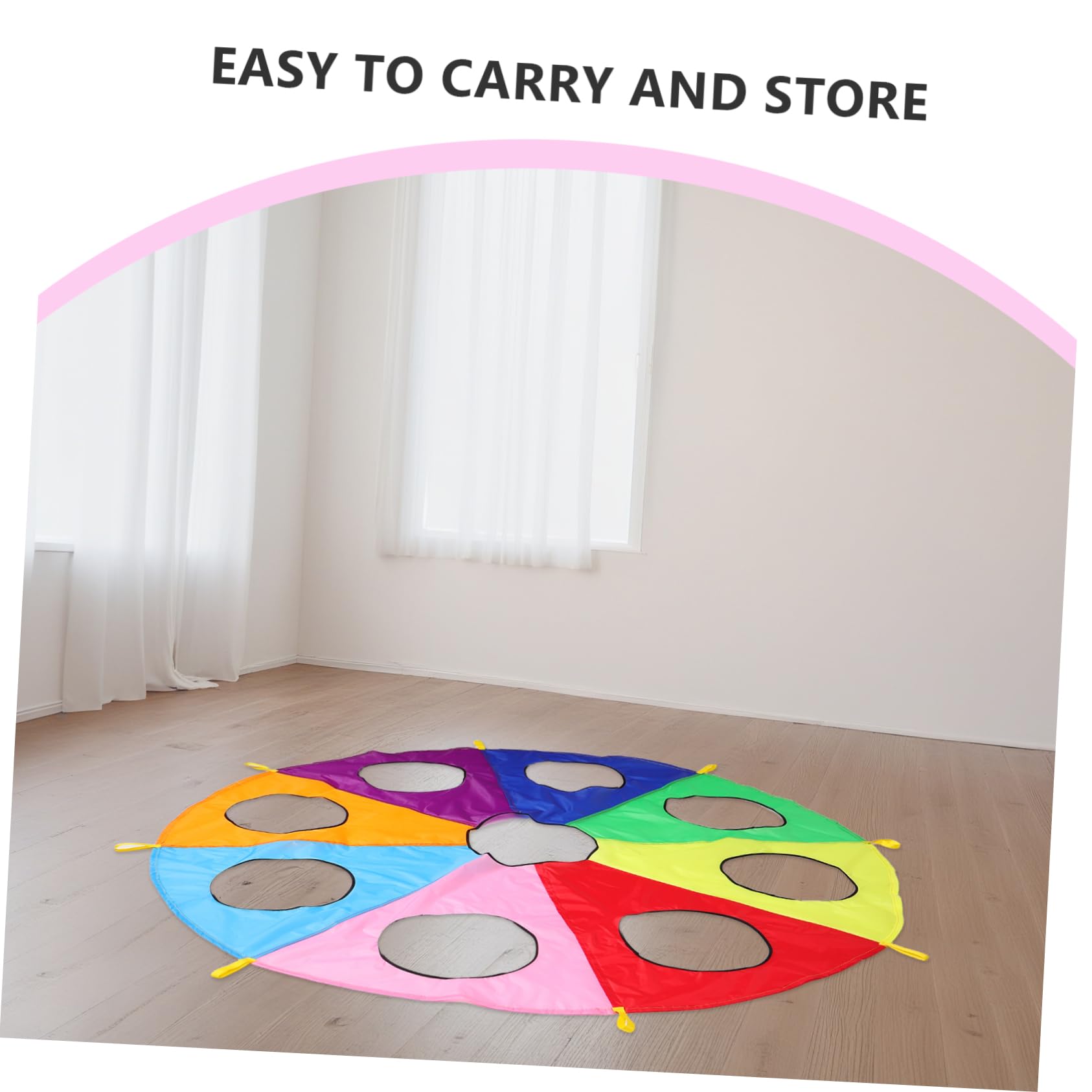 TOYANDONA Paracaídas Arcoíris con 9 Hoyos, Juego Cooperativo, Material Seguro Plegable para Niños Jardín de Infantes Actividades al Aire Libre