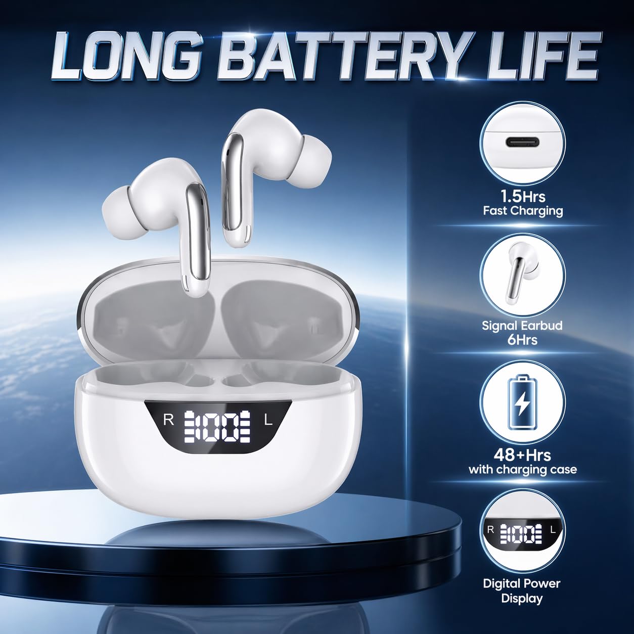 Auricolari wireless Bluetooth 5.3 (bianco)
