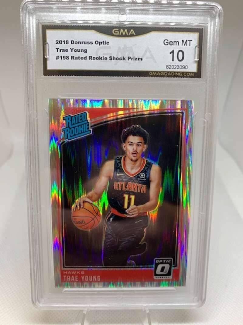 Amazon.com: GMA Gem Mint 10 - #82023090 2018-19 Donruss Optic Rated Rookie  Shock - #198 Trae Young Atlanta Hawks Professionally Graded NBA Basketball  Trading Card. : Collectibles & Fine Art