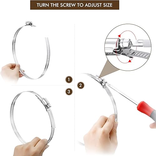 Miniatura 5 de 40 abrazaderas de mangueras de 200 pies, abrazaderas de engranaje helicoidal, manguera de conducto ajustable de acero inoxidable, abrazadera grande