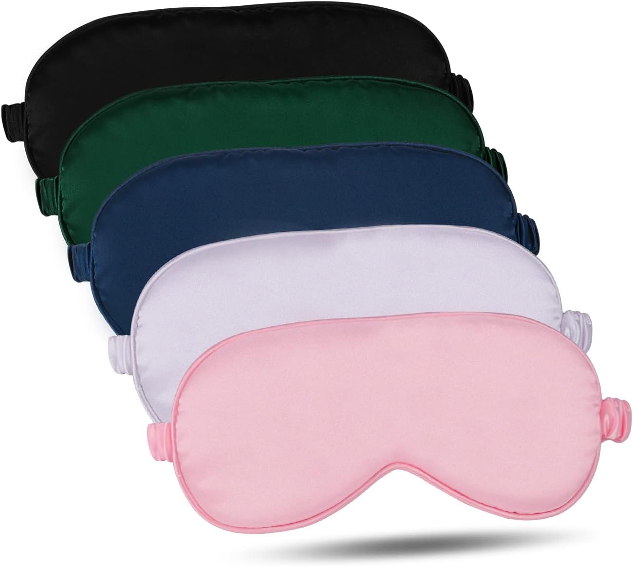 supregear Silk Sleep Masks, Comfortable Night Sleeping Silk Eye Mask Satin Eye Cover with Elastic Strap for Yoga Travel Nap Women Men, 5 Pack Color Assorted