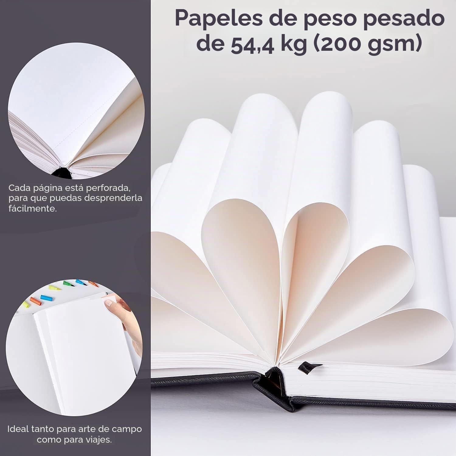 Ohuhu Cuaderno de Dibujo - 156 páginas / 78 hojas - 200 g/m2 - con Tapa Dura - Papel sin ácido, Cuaderno de bocetos para Marcador Acrílico Acuarela, 275mm x 210mm