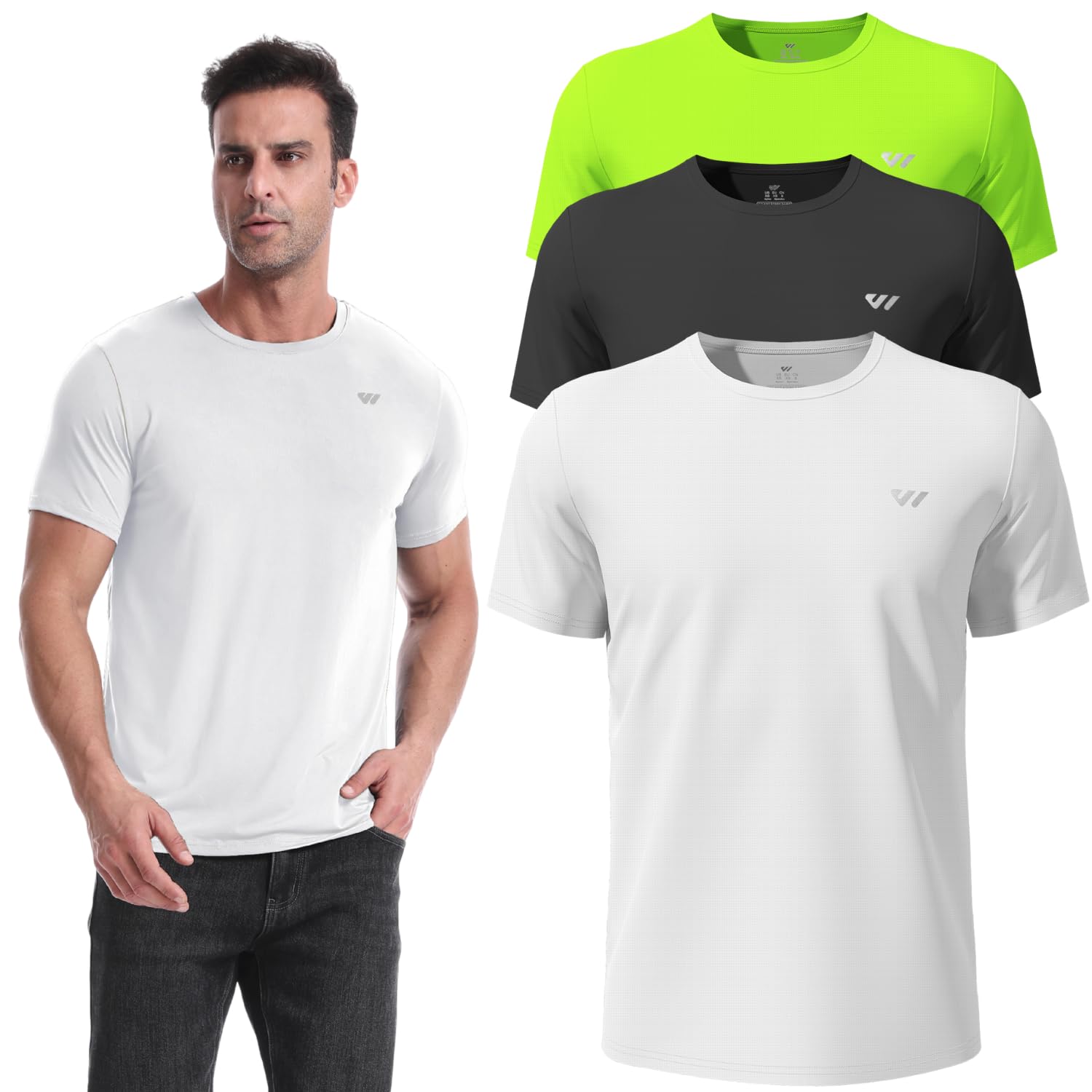 3 or 5er Pack Sport Tshirts Herren Kurzarm,Funktionsshirt Atmungsaktiv & Schnelltrocknend,Fitness Shirt für Training,Laufen,Wandern,Gym,Outdoor-Sport
