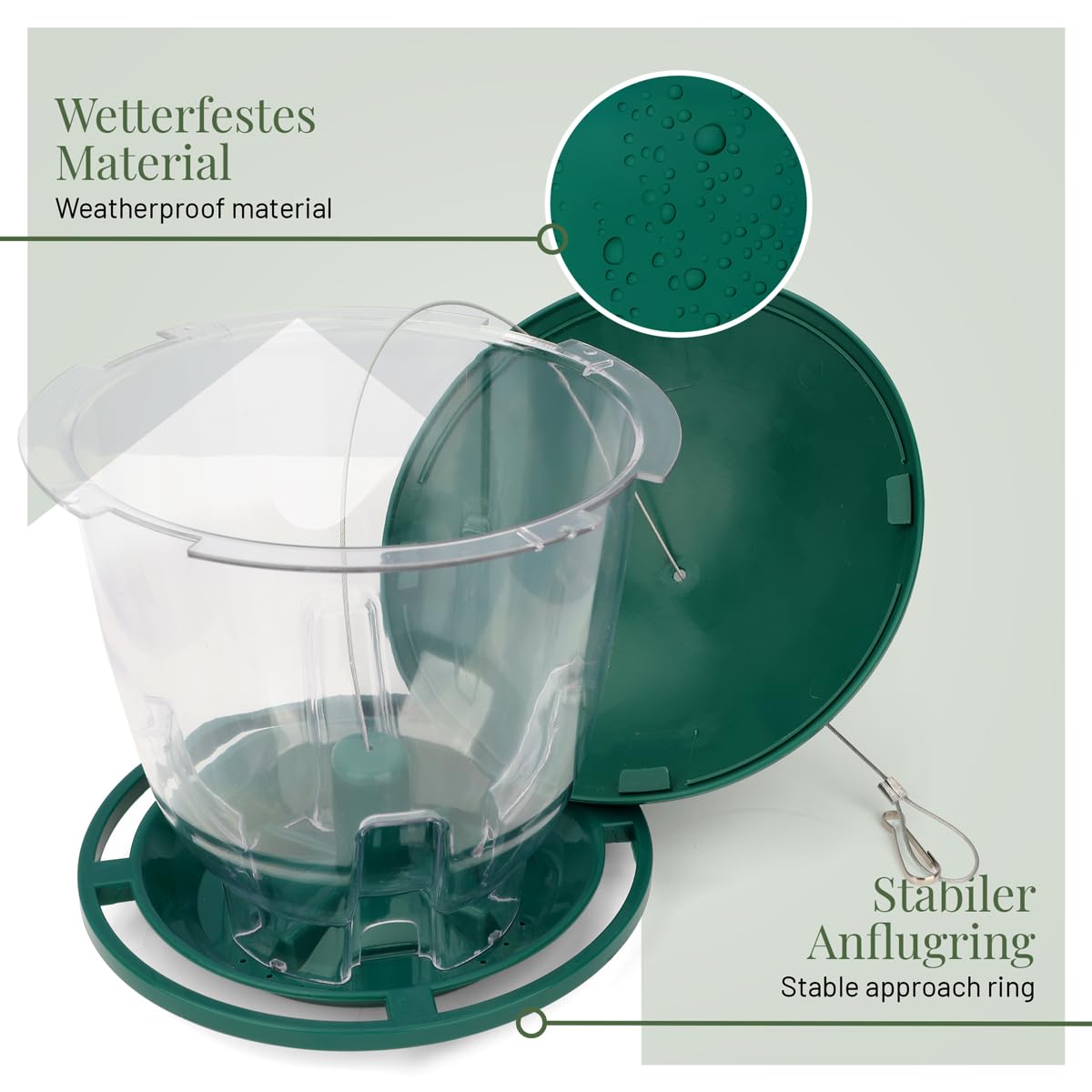 WILDLIFE HOME Comedero para pájaros XXL para colgar, 1,5 kg, extra grande, capacidad de comida para pájaros, estación de alimentación para pájaros silvestres, comedero para pájaros, comedero para
