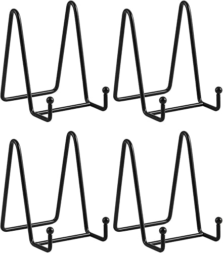 Miniatura 1 de Soporte de placa de caballete  Paquete de 4 soportes de placas para exhibición  Soporte de marco de metal de hierro  Caballetes de mesa de 4.5