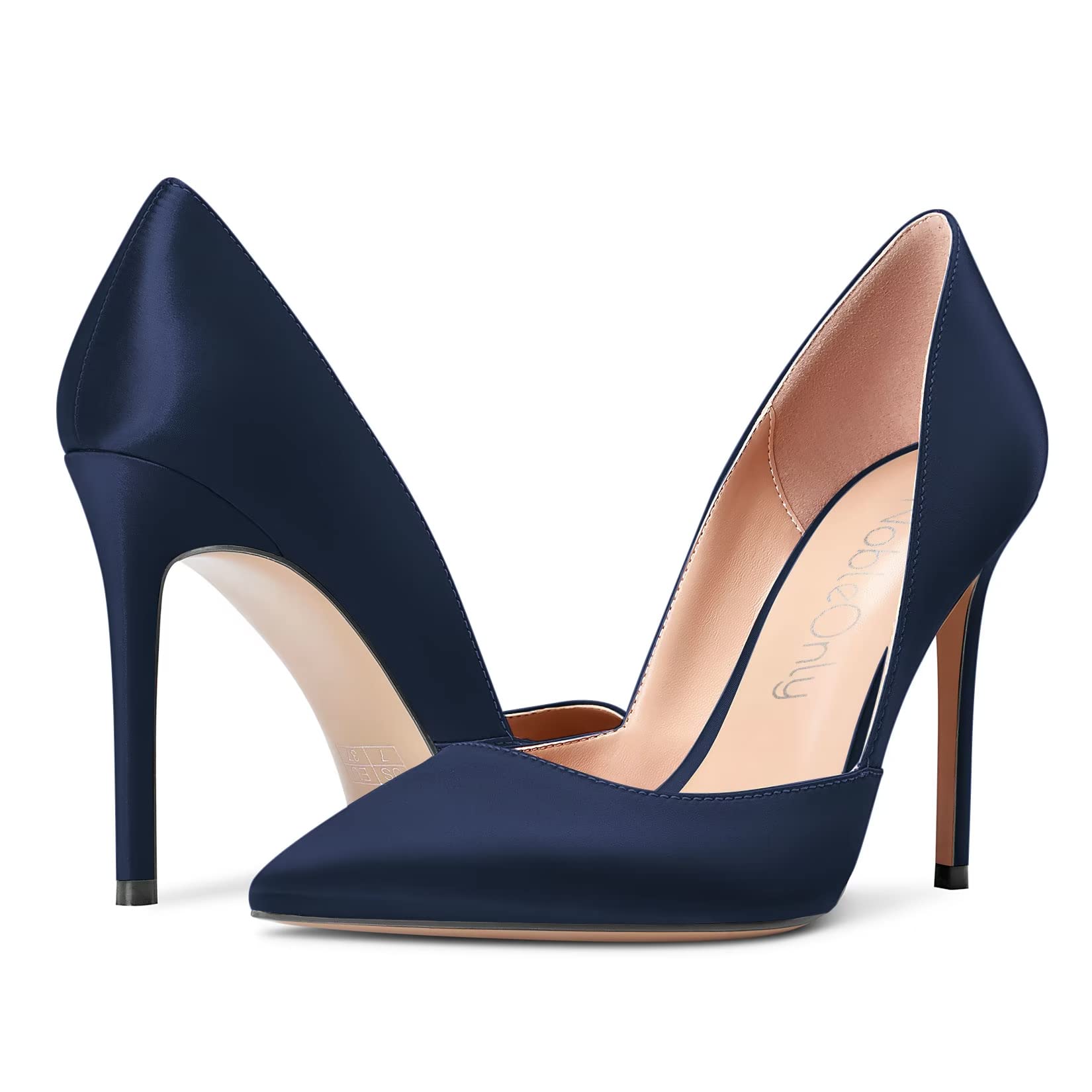 NobleOnly Mujer Alto High Heel Aguja Puntiaguada Punta Slip-on Pumps Dress de Boda Fiesta 10 CM Heels