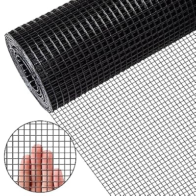 Zevemomo 36" x 50' 1/4inch Hardware Cloth Black Vinyl Coated Chicken Wire Fence Galvanized Welded Mesh Roll for Home Garden Rabbit Cage